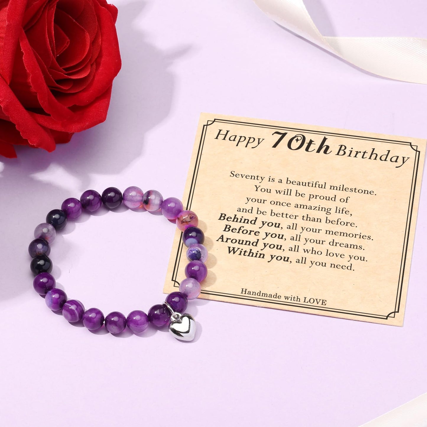 jewelrycard 13-60 Birthday Gifts for Women Girls, Natural Stone Bracelet for Women, 13 16 21 40 50 Year old Gifts for Daughter Mom Gradma