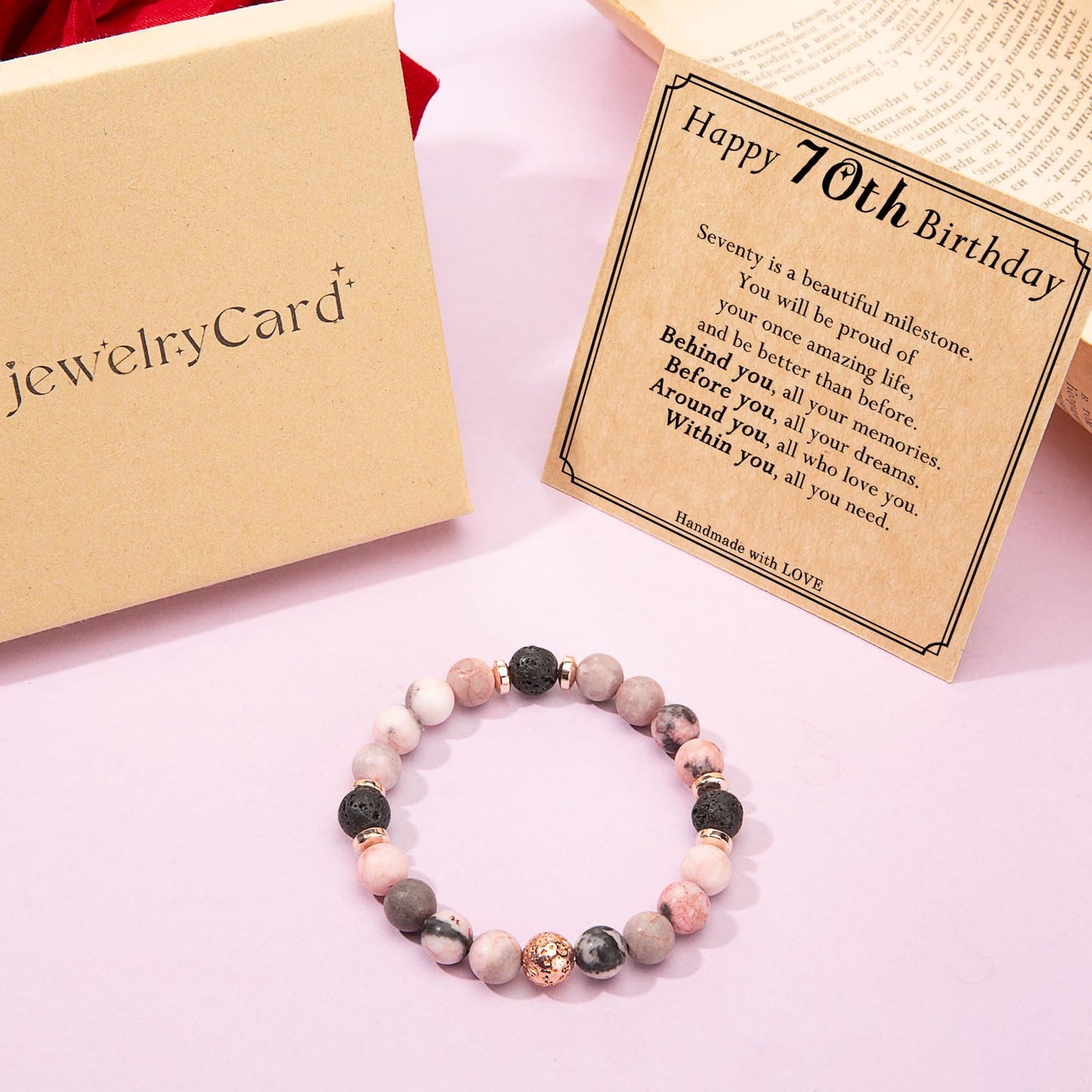 jewelrycard 13-60 Birthday Gifts for Women Girls, Natural Stone Bracelet for Women, 13 16 21 40 50 Year old Gifts for Daughter Mom Gradma