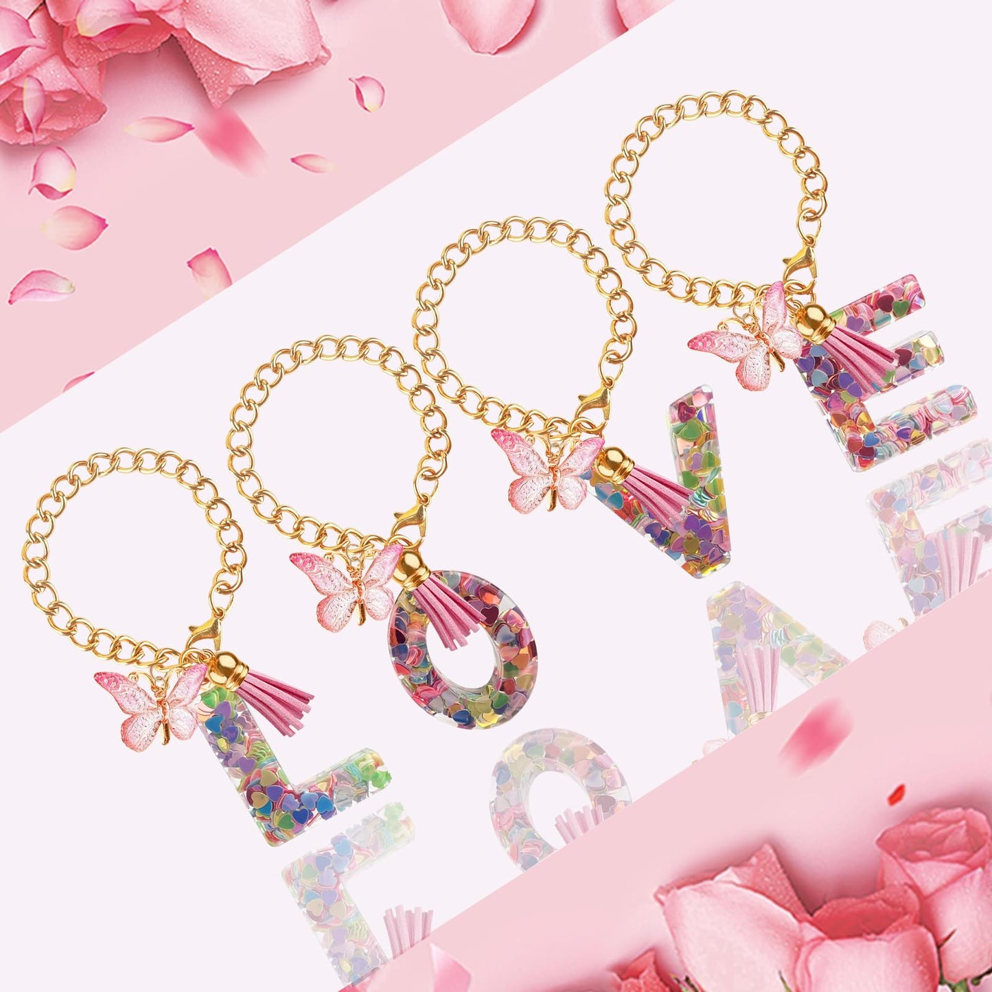 Letter Charm Accessories for Stanley Cup with Handle, Cute Initial Letter A Keychain Handle Charm with Butterfly for Stanley Tumbler for Women Girls