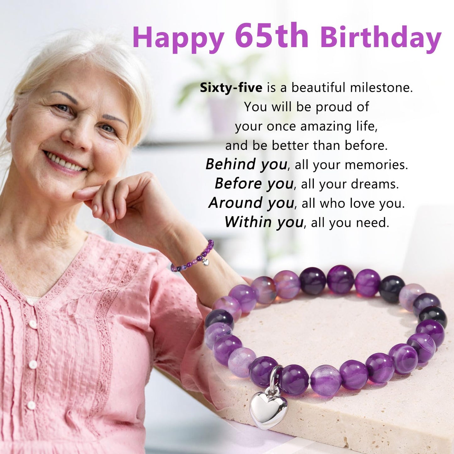jewelrycard 13-60 Birthday Gifts for Women Girls, Natural Stone Bracelet for Women, 13 16 21 40 50 Year old Gifts for Daughter Mom Gradma