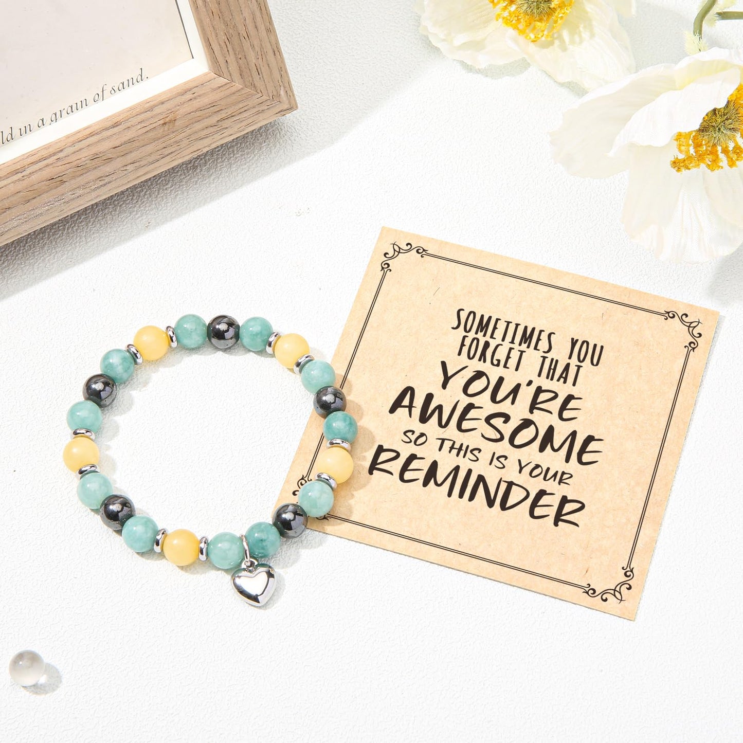 Jewelry&Card Christmas Gifts for Women Teen Girls, Sometimes You Forget You're Awesome Bracelets, Inspirational Christmas Gifts for Mom, Daughter, Sister, Best Friends on Christmas Birthday