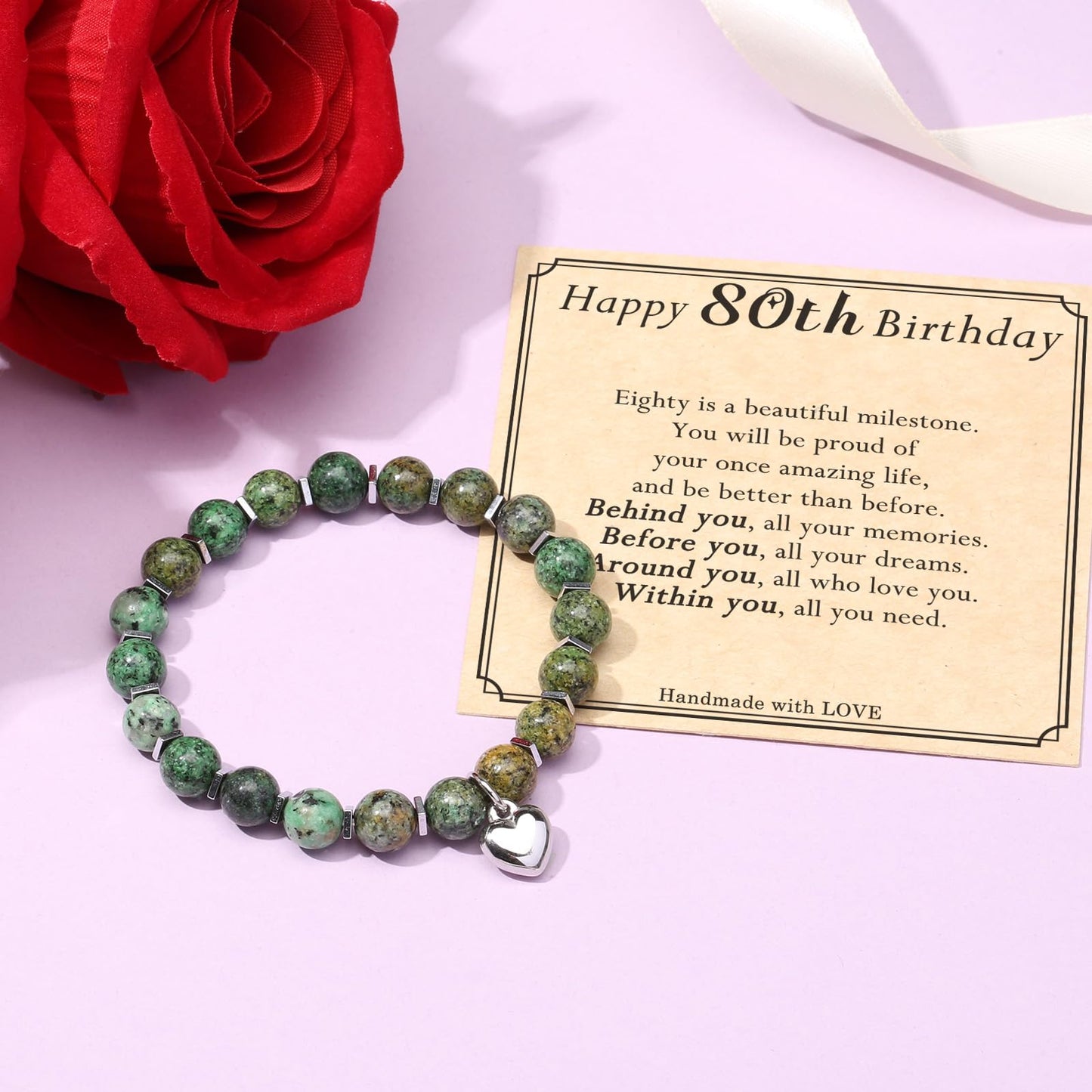 jewelrycard 13-60 Birthday Gifts for Women Girls, Natural Stone Bracelet for Women, 13 16 21 40 50 Year old Gifts for Daughter Mom Gradma