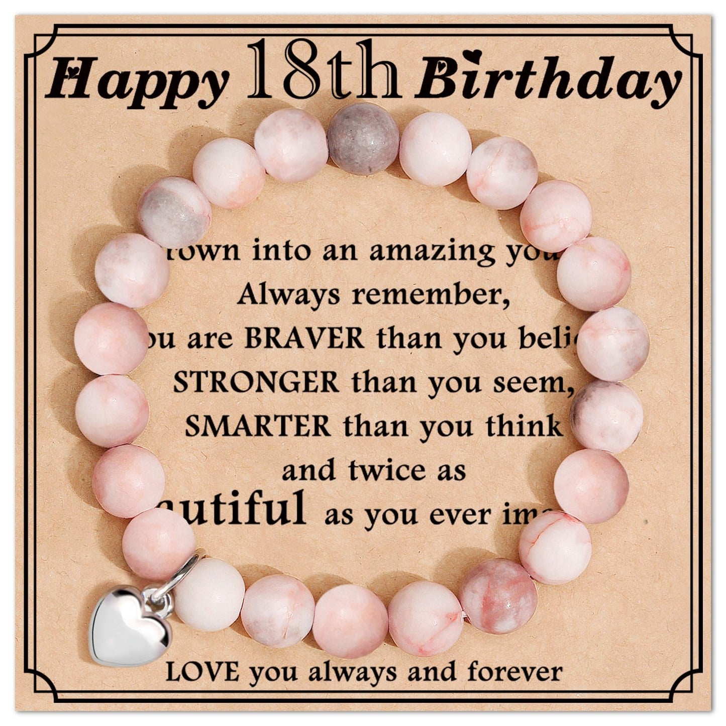 jewelrycard 13-60 Birthday Gifts for Women Girls, Natural Stone Bracelet for Women, 13 16 21 40 50 Year old Gifts for Daughter Mom Gradma