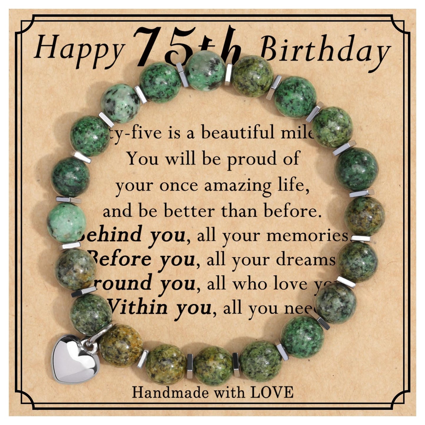 jewelrycard 13-60 Birthday Gifts for Women Girls, Natural Stone Bracelet for Women, 13 16 21 40 50 Year old Gifts for Daughter Mom Gradma