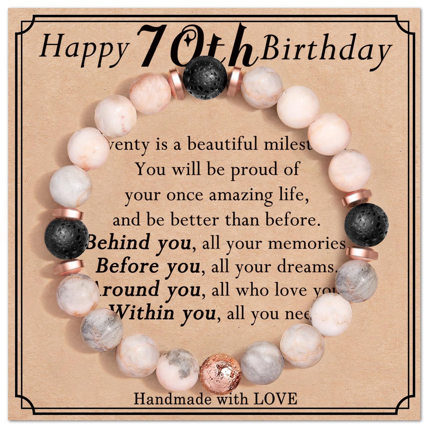 jewelrycard 13-60 Birthday Gifts for Women Girls, Natural Stone Bracelet for Women, 13 16 21 40 50 Year old Gifts for Daughter Mom Gradma