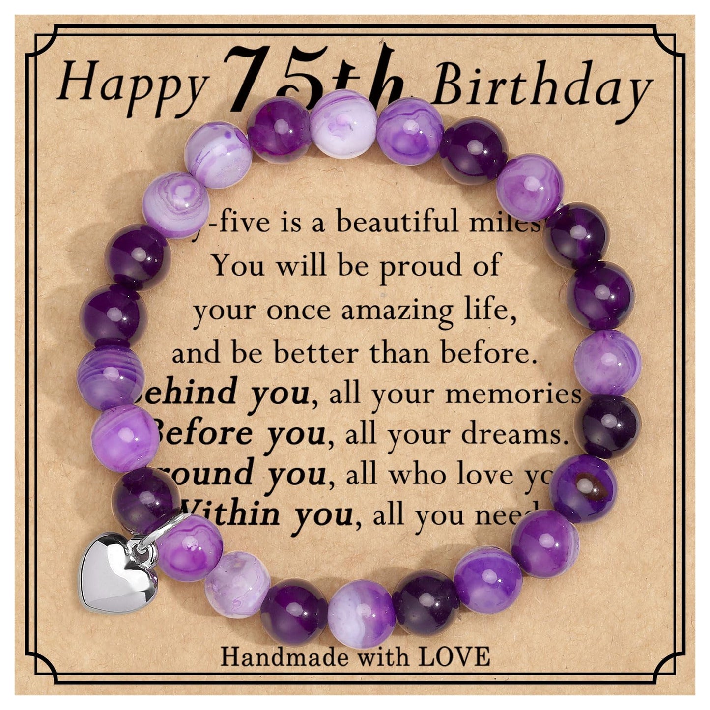 jewelrycard 13-60 Birthday Gifts for Women Girls, Natural Stone Bracelet for Women, 13 16 21 40 50 Year old Gifts for Daughter Mom Gradma