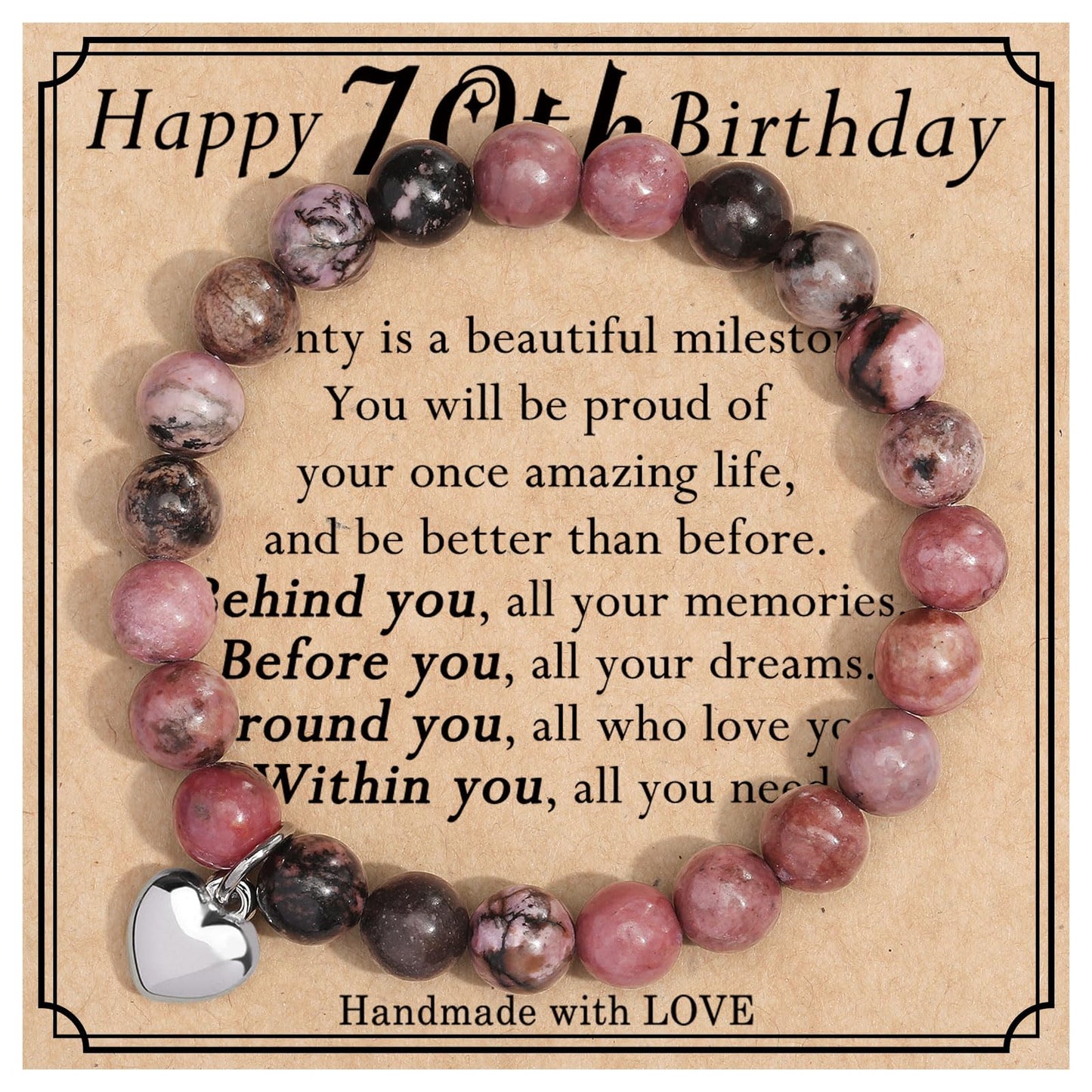 jewelrycard 13-60 Birthday Gifts for Women Girls, Natural Stone Bracelet for Women, 13 16 21 40 50 Year old Gifts for Daughter Mom Gradma