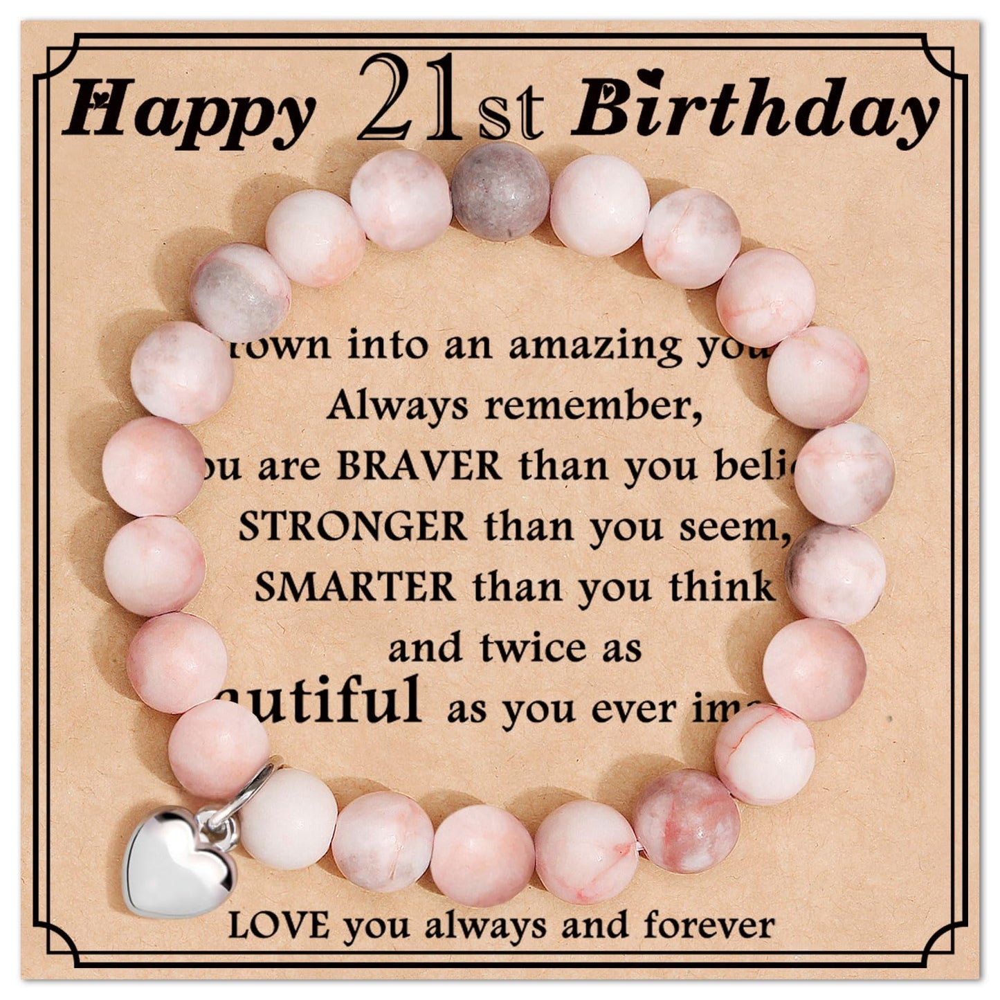jewelrycard 13-60 Birthday Gifts for Women Girls, Natural Stone Bracelet for Women, 13 16 21 40 50 Year old Gifts for Daughter Mom Gradma