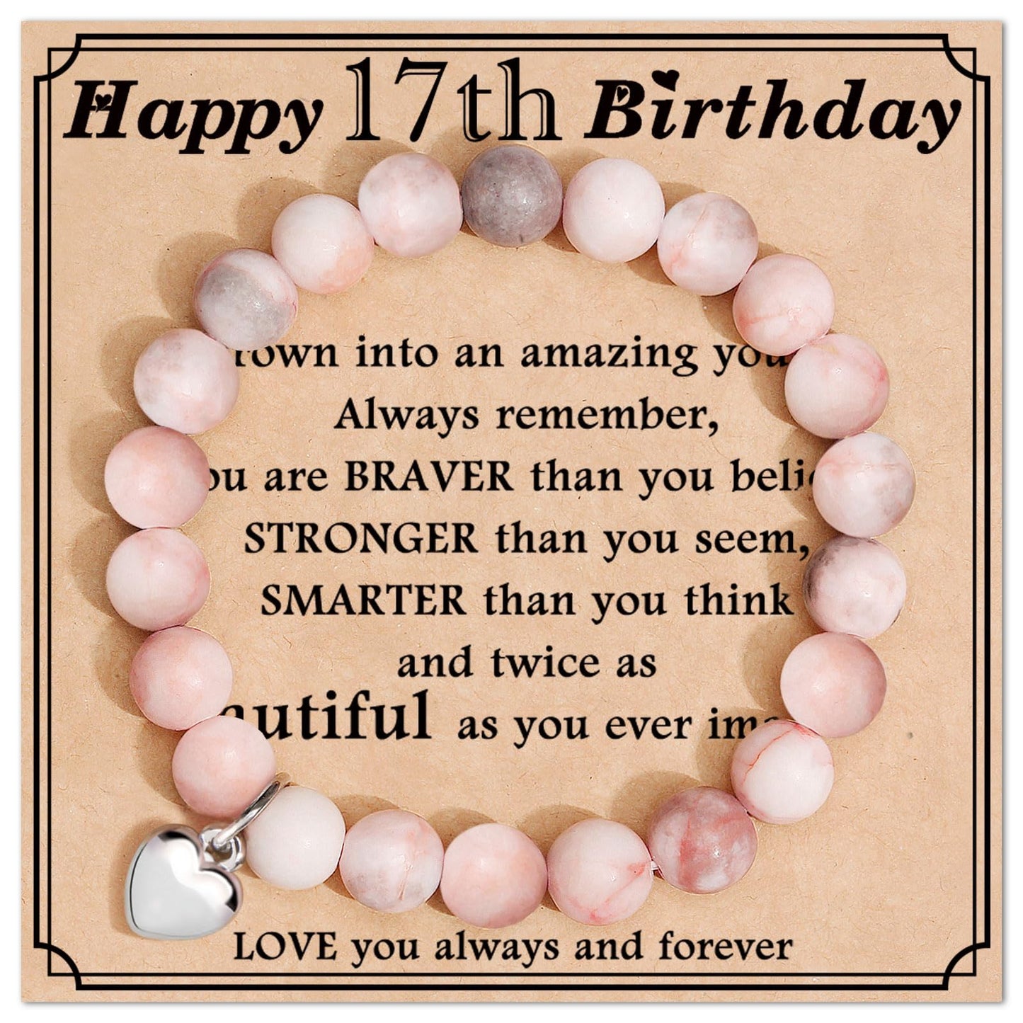 jewelrycard 13-60 Birthday Gifts for Women Girls, Natural Stone Bracelet for Women, 13 16 21 40 50 Year old Gifts for Daughter Mom Gradma