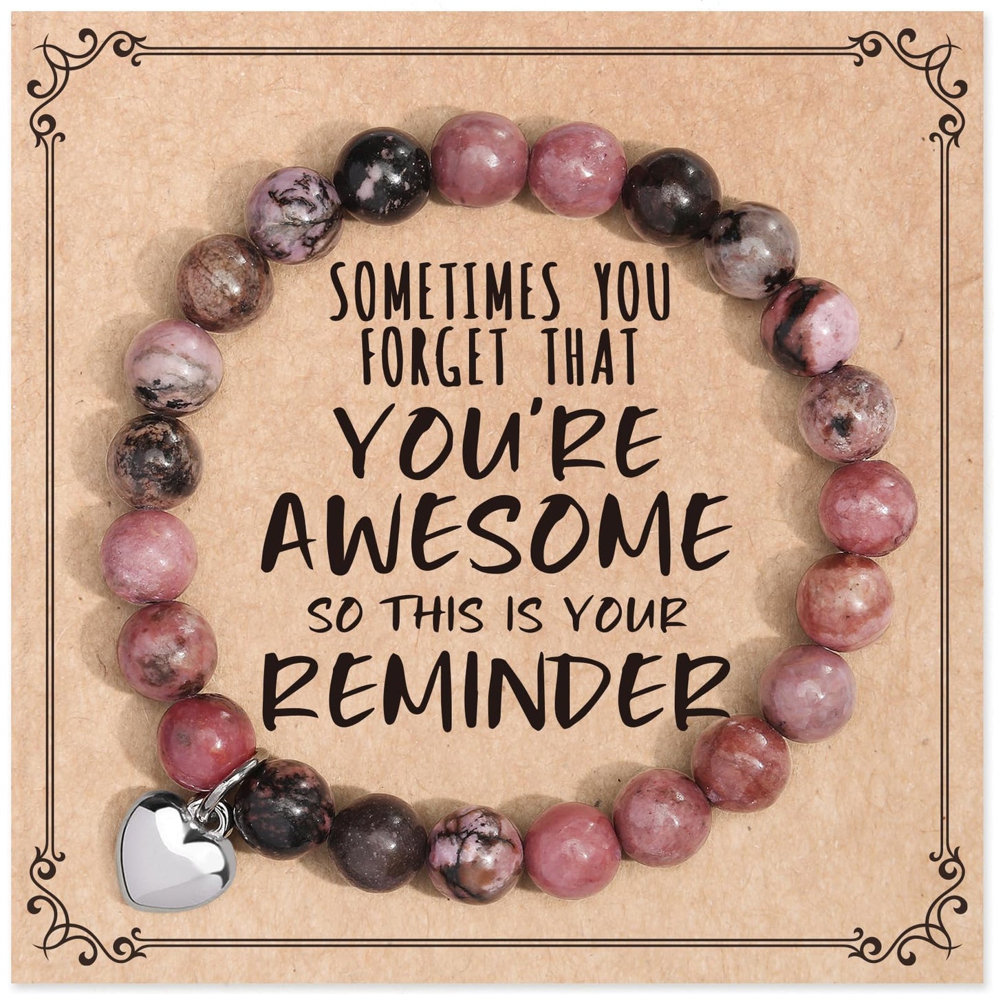 Jewelry&Card Christmas Gifts for Women Teen Girls, Sometimes You Forget You're Awesome Bracelets, Inspirational Christmas Gifts for Mom, Daughter, Sister, Best Friends on Christmas Birthday