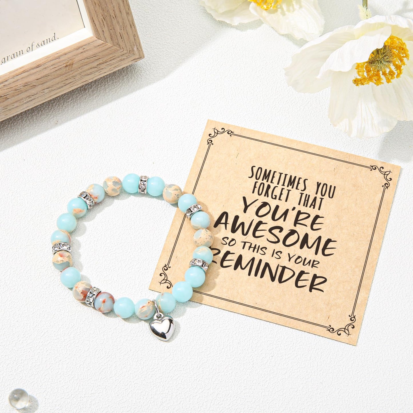Jewelry&Card Christmas Gifts for Women Teen Girls, Sometimes You Forget You're Awesome Bracelets, Inspirational Christmas Gifts for Mom, Daughter, Sister, Best Friends on Christmas Birthday