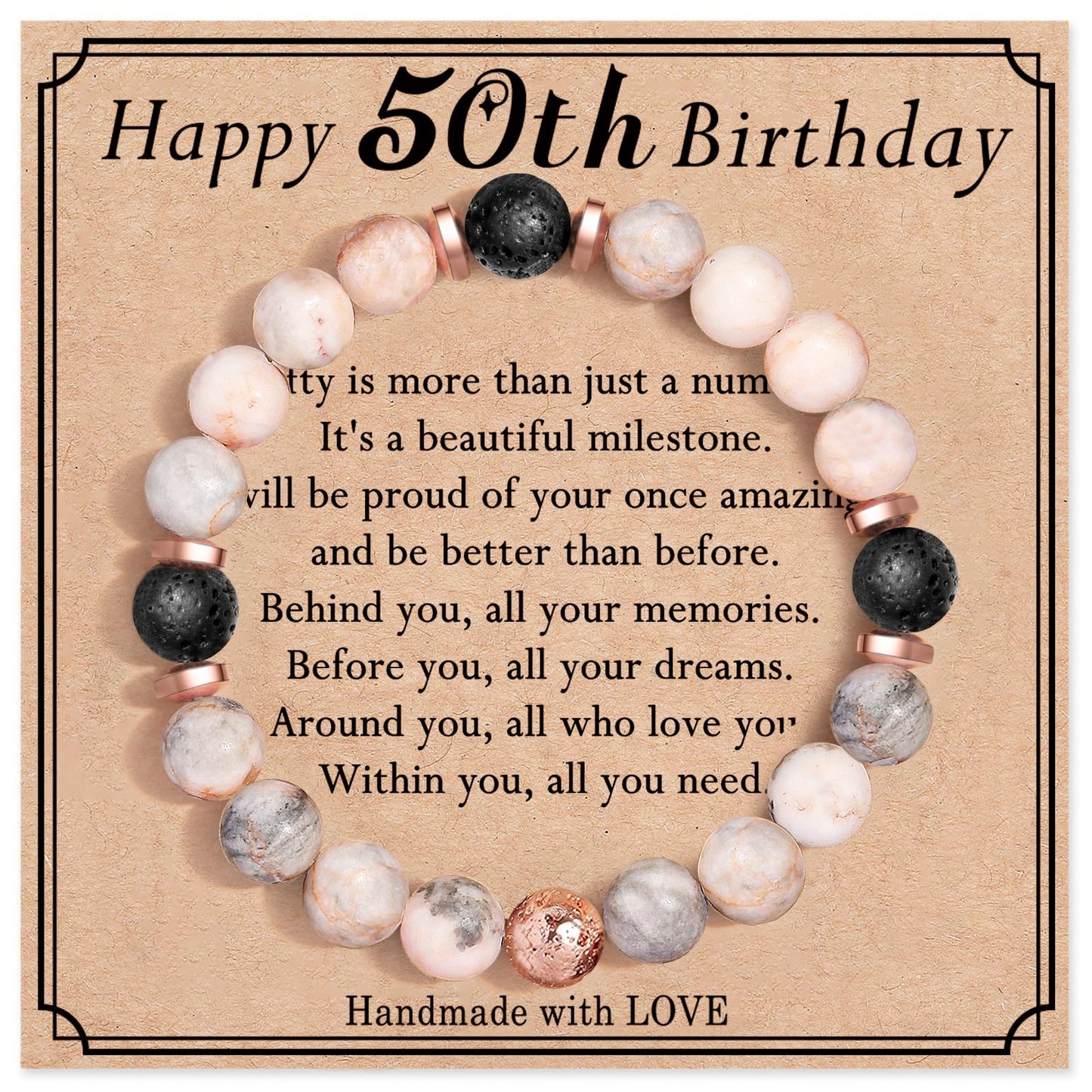 jewelrycard 13-60 Birthday Gifts for Women Girls, Natural Stone Bracelet for Women, 13 16 21 40 50 Year old Gifts for Daughter Mom Gradma