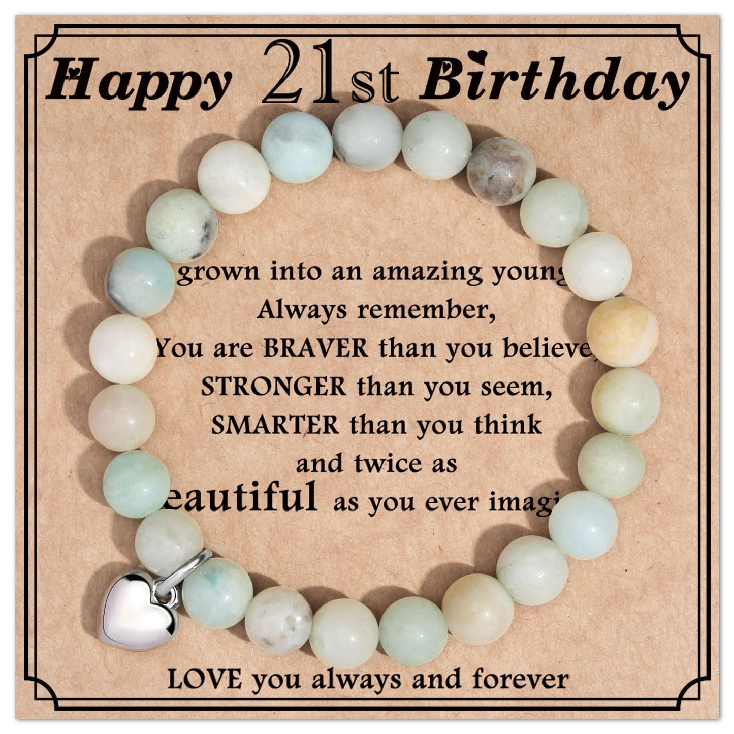 jewelrycard 13-60 Birthday Gifts for Women Girls, Natural Stone Bracelet for Women, 13 16 21 40 50 Year old Gifts for Daughter Mom Gradma