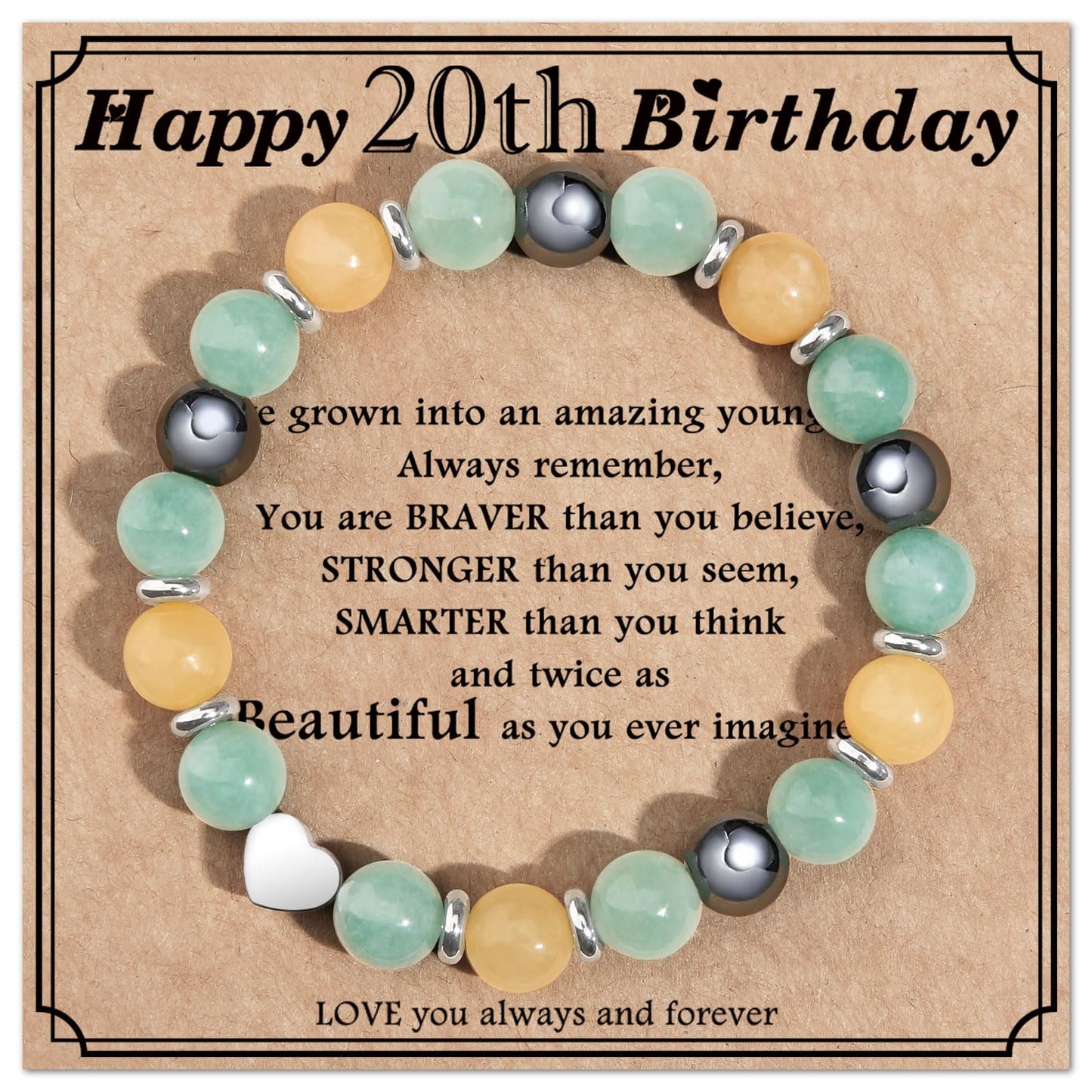 jewelrycard 13-60 Birthday Gifts for Women Girls, Natural Stone Bracelet for Women, 13 16 21 40 50 Year old Gifts for Daughter Mom Gradma