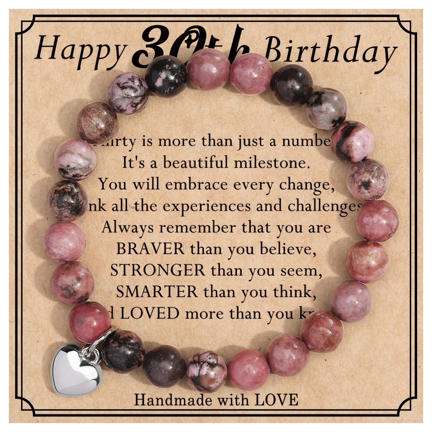 jewelrycard 13-60 Birthday Gifts for Women Girls, Natural Stone Bracelet for Women, 13 16 21 40 50 Year old Gifts for Daughter Mom Gradma