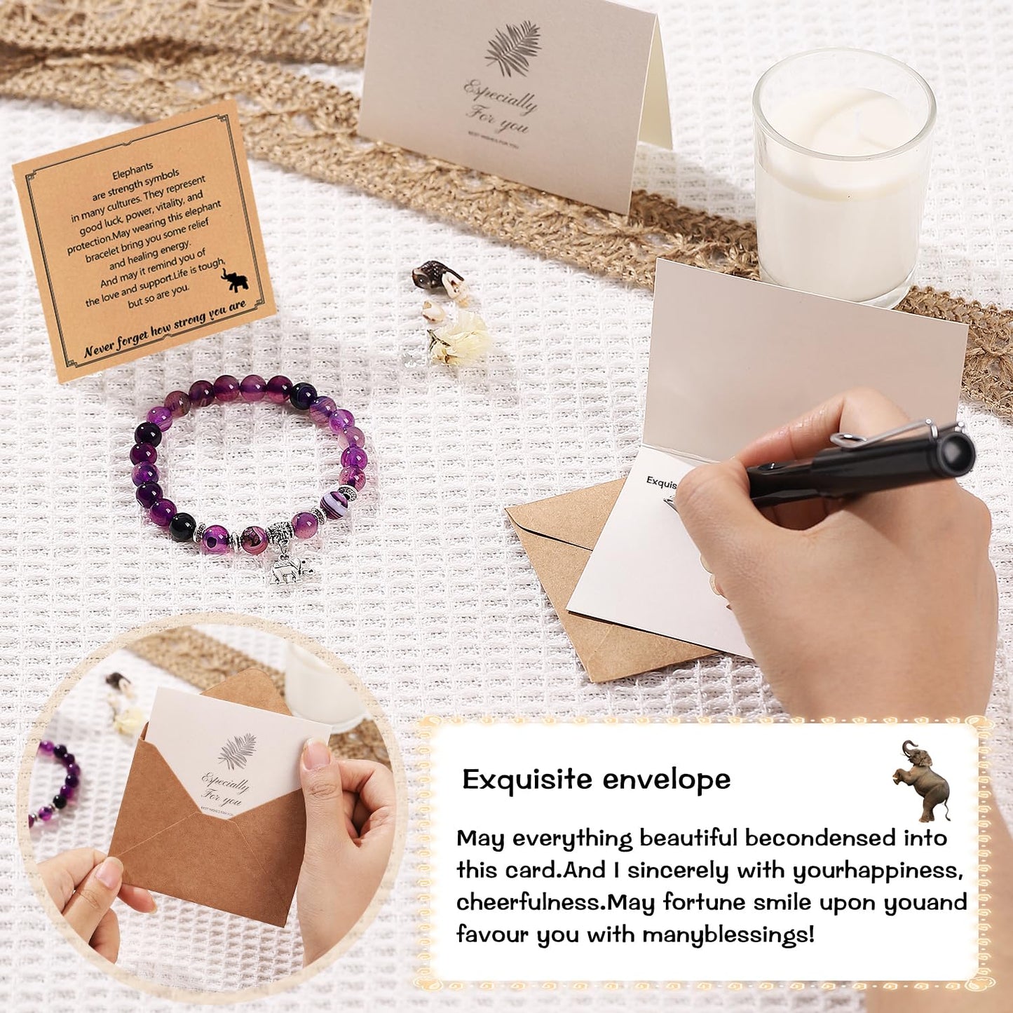 Get Well Soon Gifts for Women,Natural Stone Healing Bracelet, Inspirational Gifts for Women Teen Girls