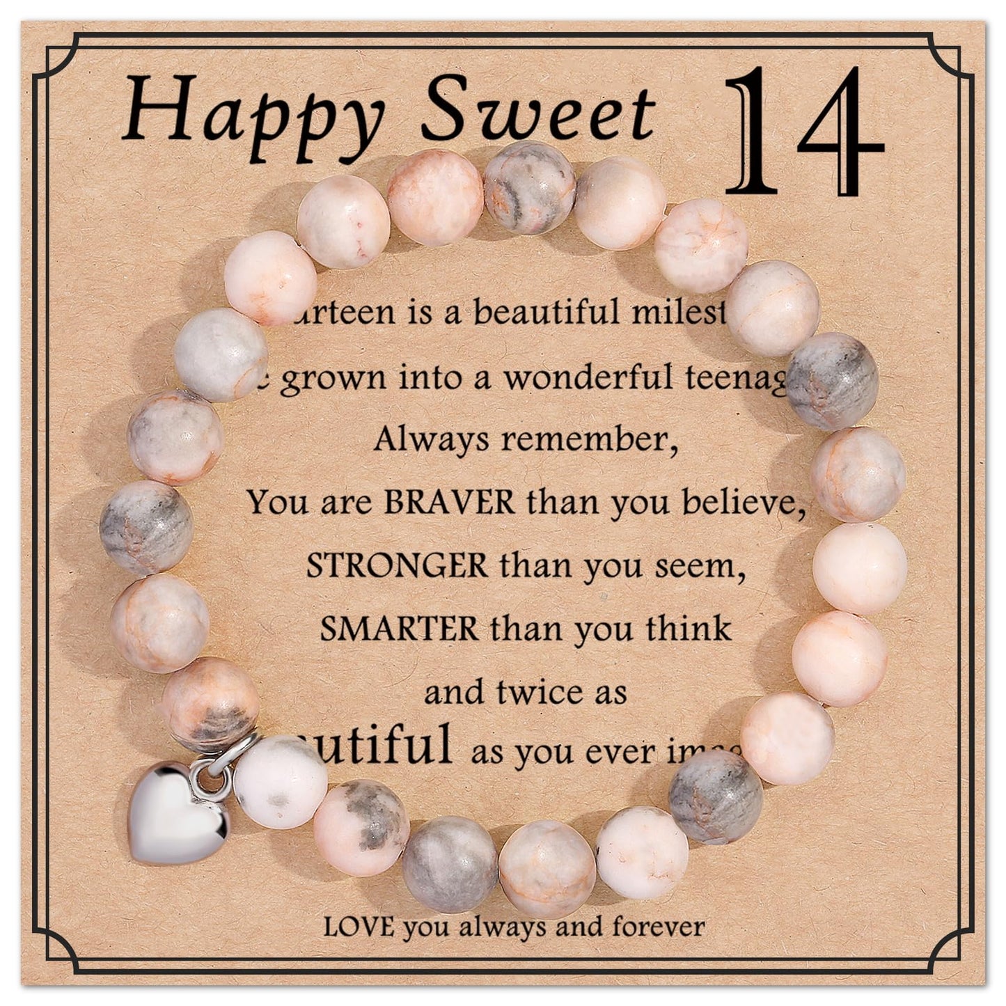 jewelrycard 13-60 Birthday Gifts for Women Girls, Natural Stone Bracelet for Women, 13 16 21 40 50 Year old Gifts for Daughter Mom Gradma