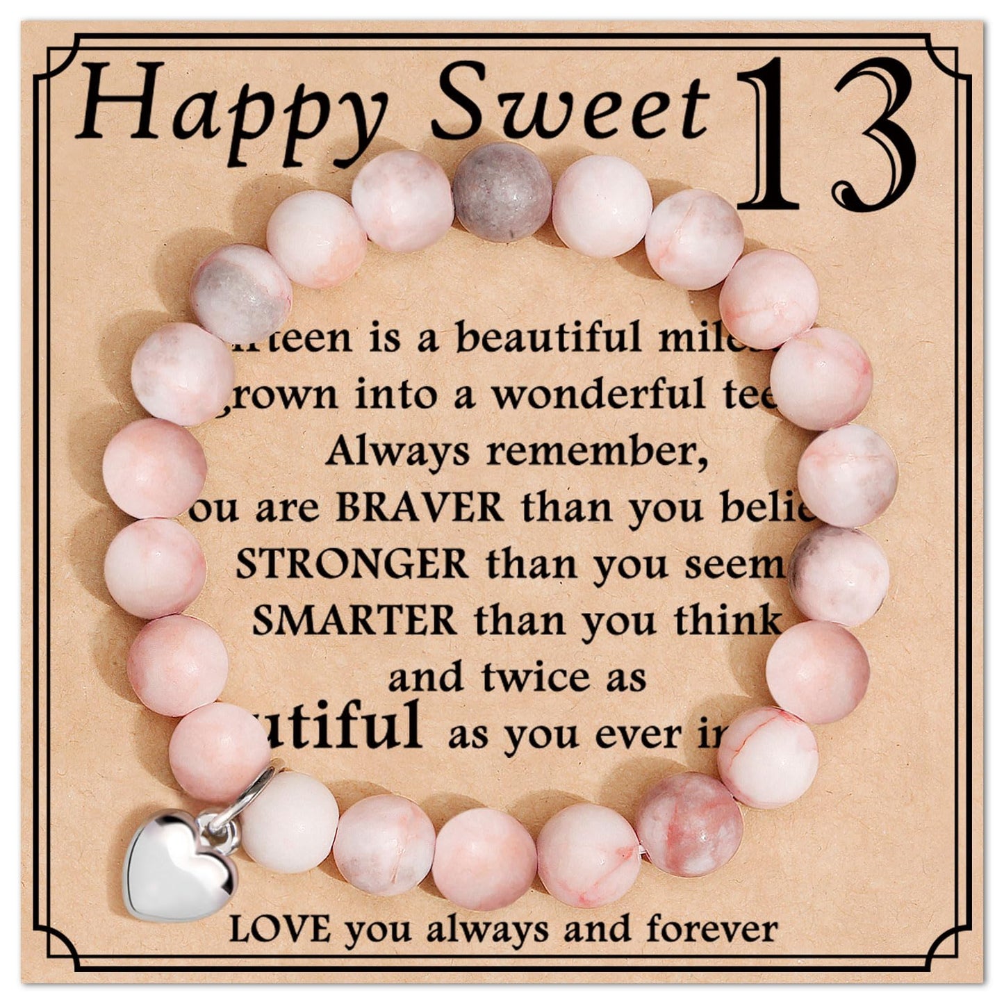 jewelrycard 13-60 Birthday Gifts for Women Girls, Natural Stone Bracelet for Women, 13 16 21 40 50 Year old Gifts for Daughter Mom Gradma