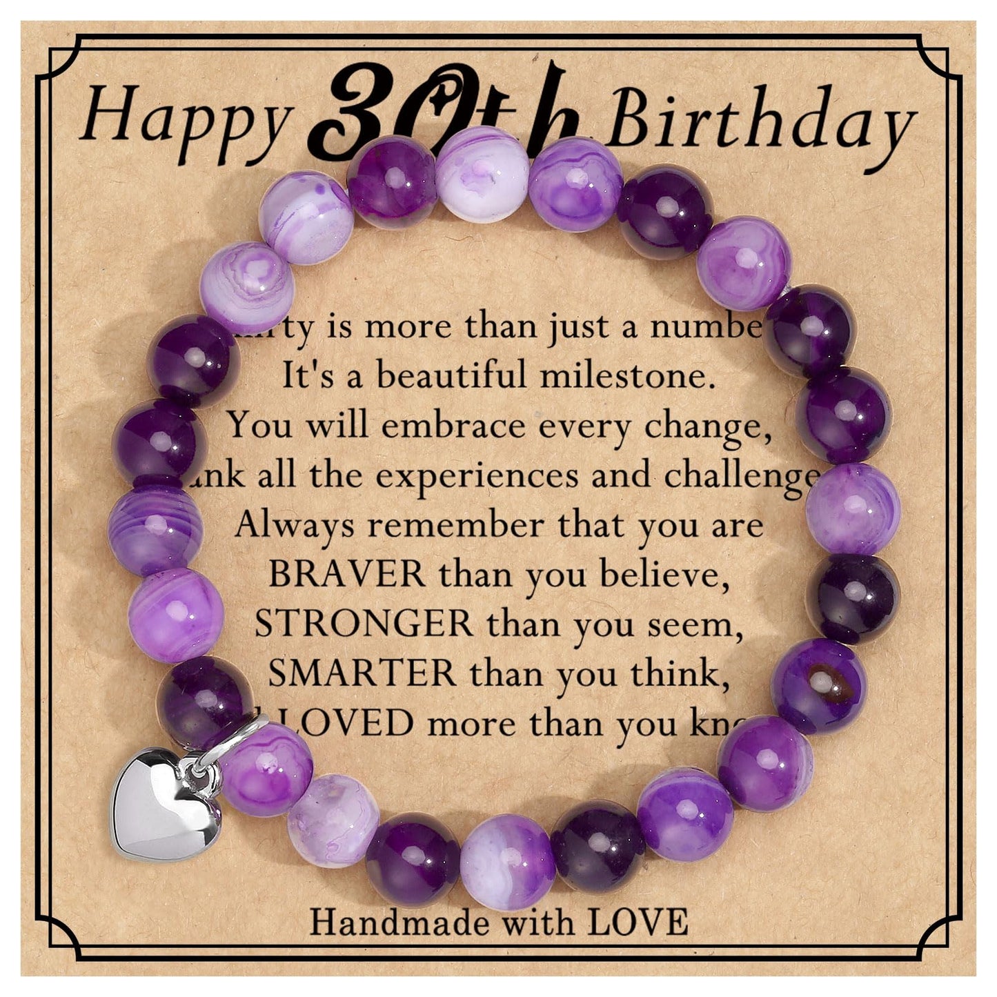 jewelrycard 13-60 Birthday Gifts for Women Girls, Natural Stone Bracelet for Women, 13 16 21 40 50 Year old Gifts for Daughter Mom Gradma