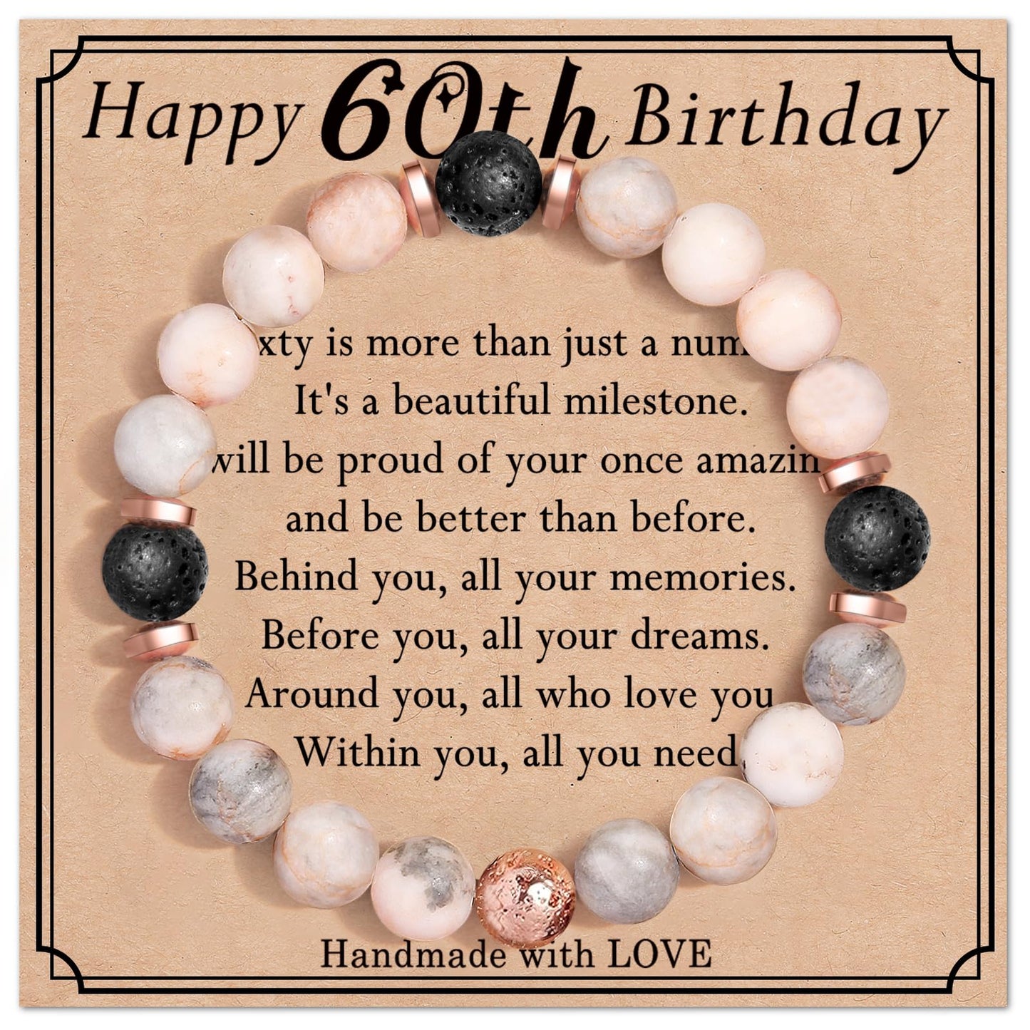 jewelrycard 13-60 Birthday Gifts for Women Girls, Natural Stone Bracelet for Women, 13 16 21 40 50 Year old Gifts for Daughter Mom Gradma