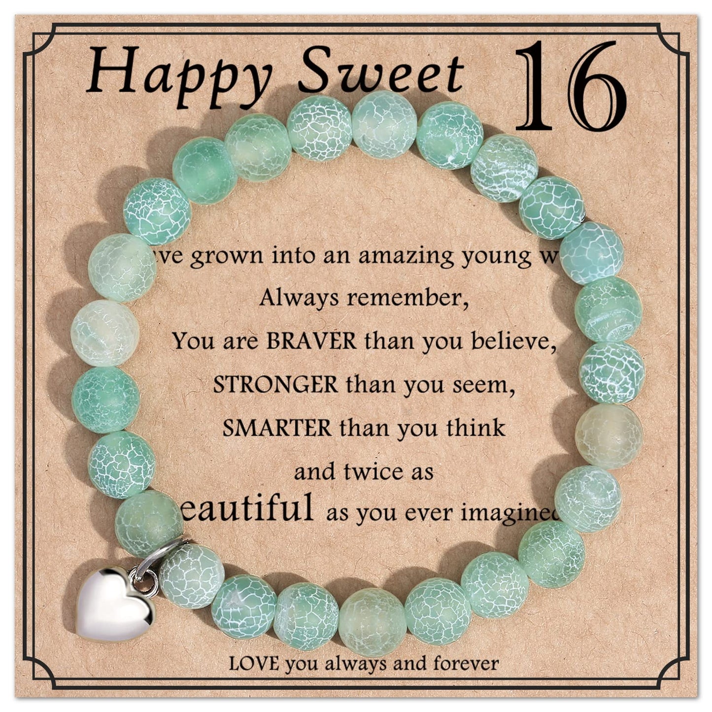 jewelrycard 13-60 Birthday Gifts for Women Girls, Natural Stone Bracelet for Women, 13 16 21 40 50 Year old Gifts for Daughter Mom Gradma