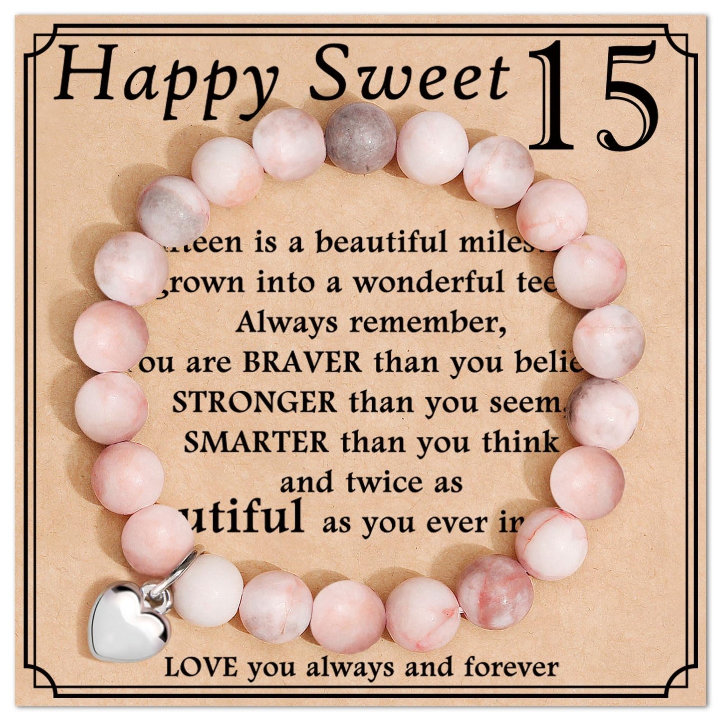 jewelrycard 13-60 Birthday Gifts for Women Girls, Natural Stone Bracelet for Women, 13 16 21 40 50 Year old Gifts for Daughter Mom Gradma