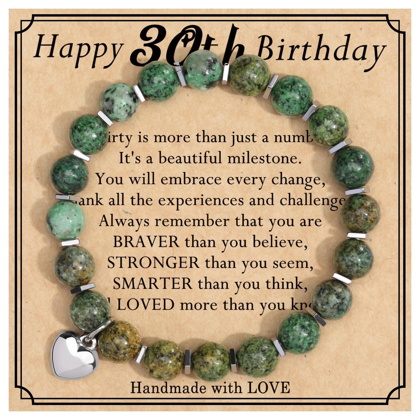 jewelrycard 13-60 Birthday Gifts for Women Girls, Natural Stone Bracelet for Women, 13 16 21 40 50 Year old Gifts for Daughter Mom Gradma