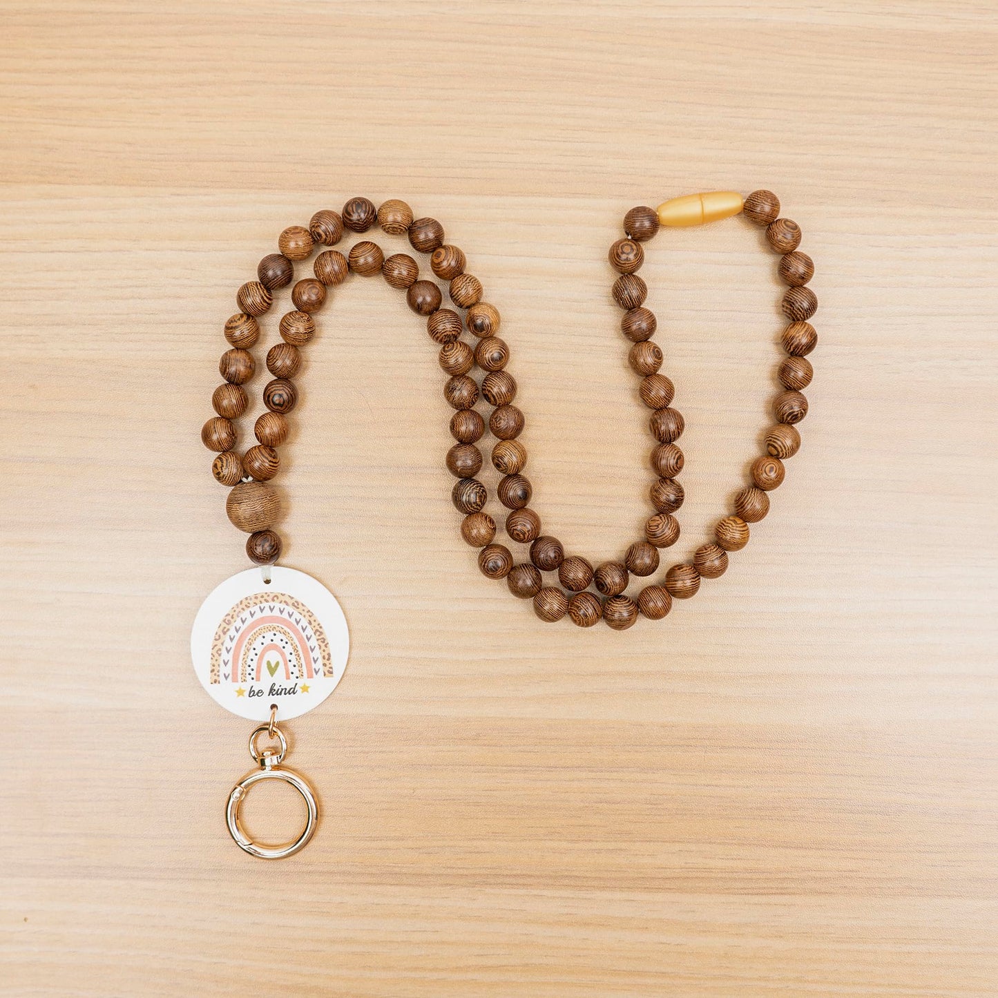 Rainbow Wood Beaded Lanyards for Id Badges Holder, Teacher Breakaway Mental Health Matters Lanyard for Keys Cute Boho Neck Keychain Id Lanyard for Women
