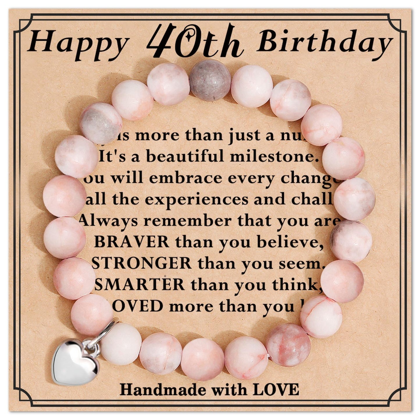 jewelrycard 13-60 Birthday Gifts for Women Girls, Natural Stone Bracelet for Women, 13 16 21 40 50 Year old Gifts for Daughter Mom Gradma