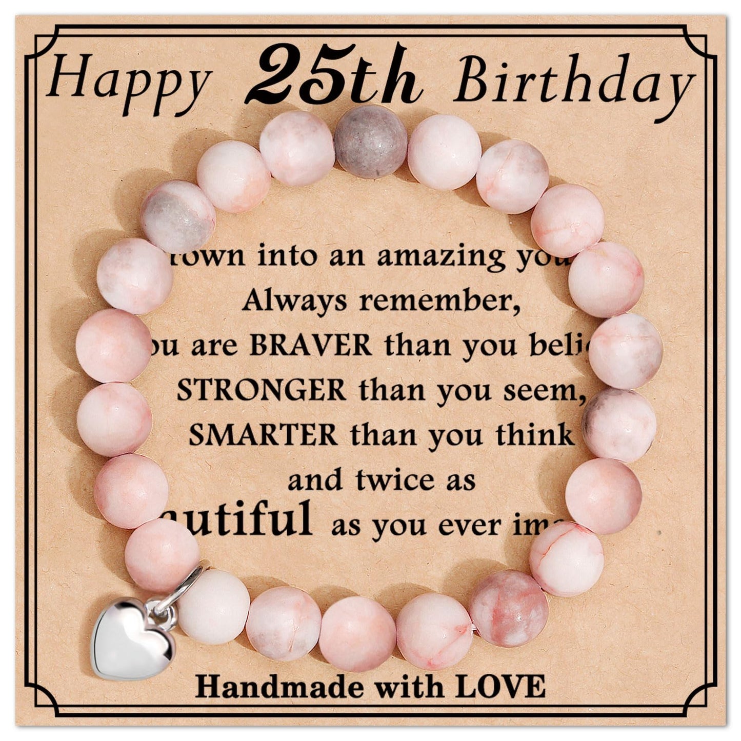 jewelrycard 13-60 Birthday Gifts for Women Girls, Natural Stone Bracelet for Women, 13 16 21 40 50 Year old Gifts for Daughter Mom Gradma