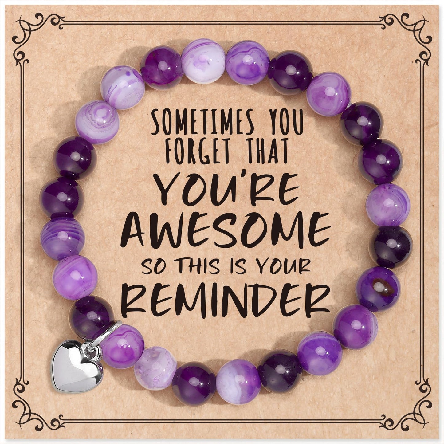 Jewelry&Card Christmas Gifts for Women Teen Girls, Sometimes You Forget You're Awesome Bracelets, Inspirational Christmas Gifts for Mom, Daughter, Sister, Best Friends on Christmas Birthday