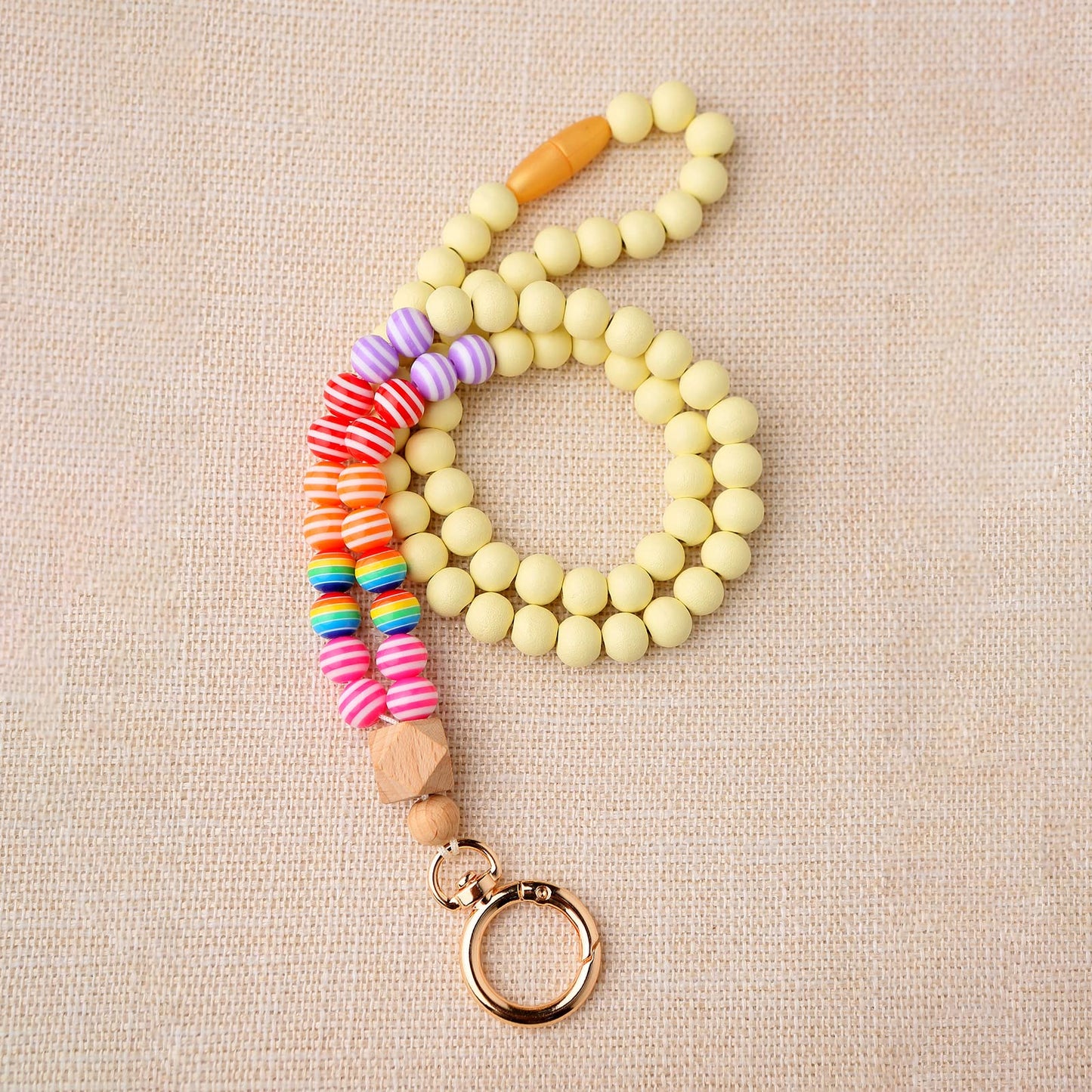 Rainbow Wood Beaded Lanyards for Id Badges Holder, Teacher Breakaway Mental Health Matters Lanyard for Keys Cute Boho Neck Keychain Id Lanyard for Women