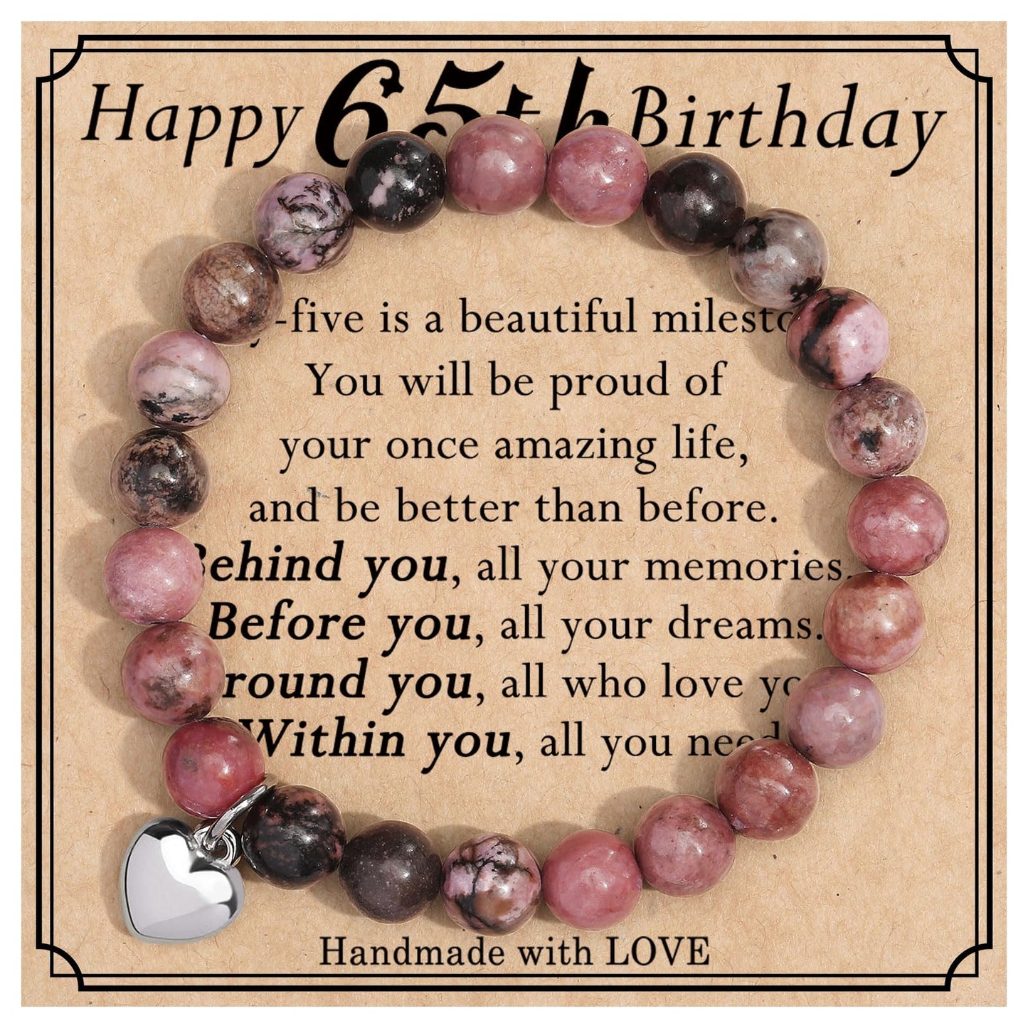 jewelrycard 13-60 Birthday Gifts for Women Girls, Natural Stone Bracelet for Women, 13 16 21 40 50 Year old Gifts for Daughter Mom Gradma