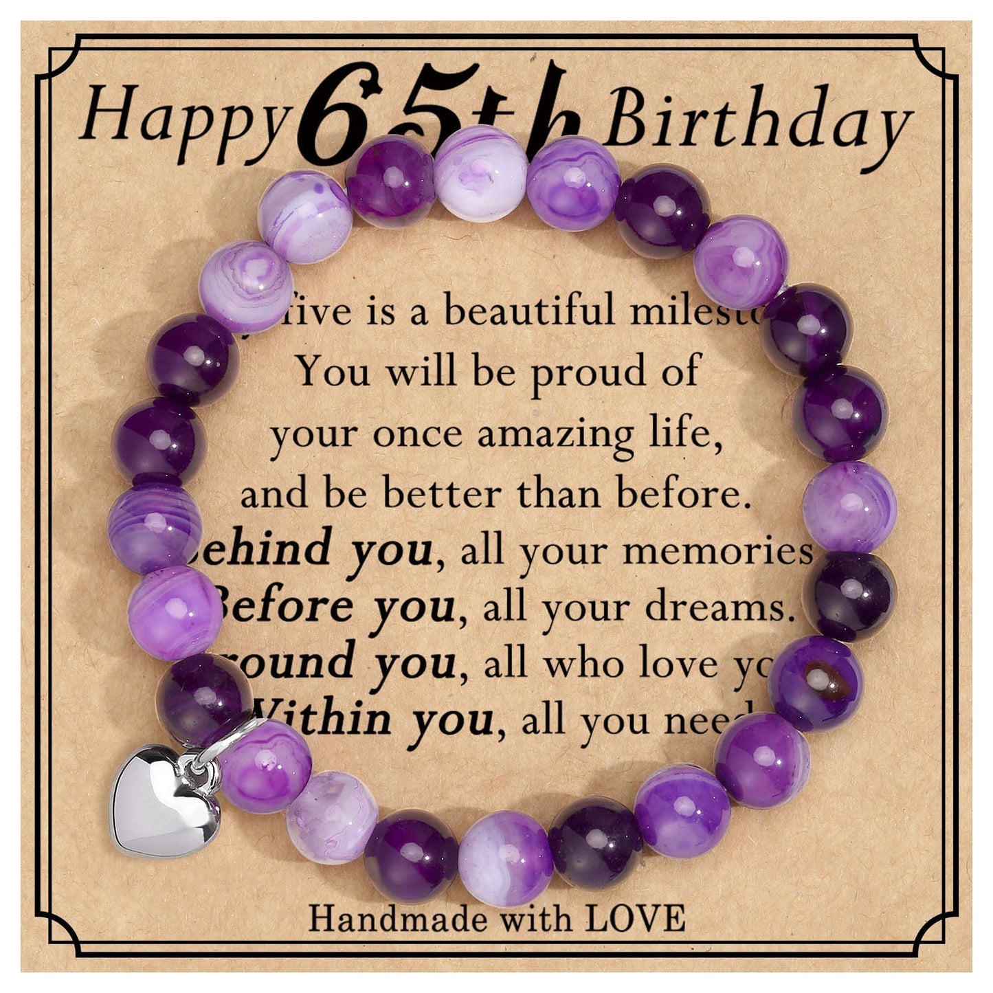 jewelrycard 13-60 Birthday Gifts for Women Girls, Natural Stone Bracelet for Women, 13 16 21 40 50 Year old Gifts for Daughter Mom Gradma