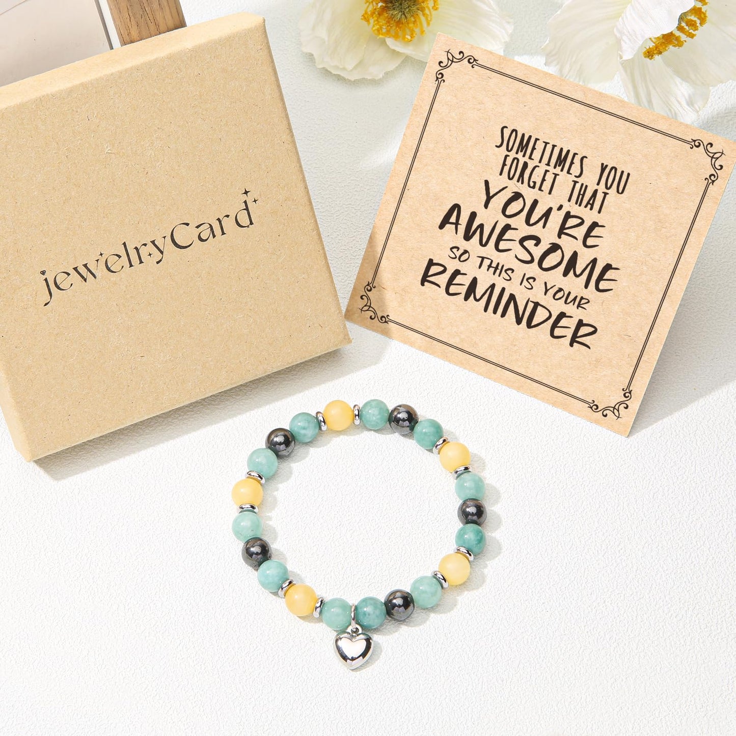 Jewelry&Card Christmas Gifts for Women Teen Girls, Sometimes You Forget You're Awesome Bracelets, Inspirational Christmas Gifts for Mom, Daughter, Sister, Best Friends on Christmas Birthday