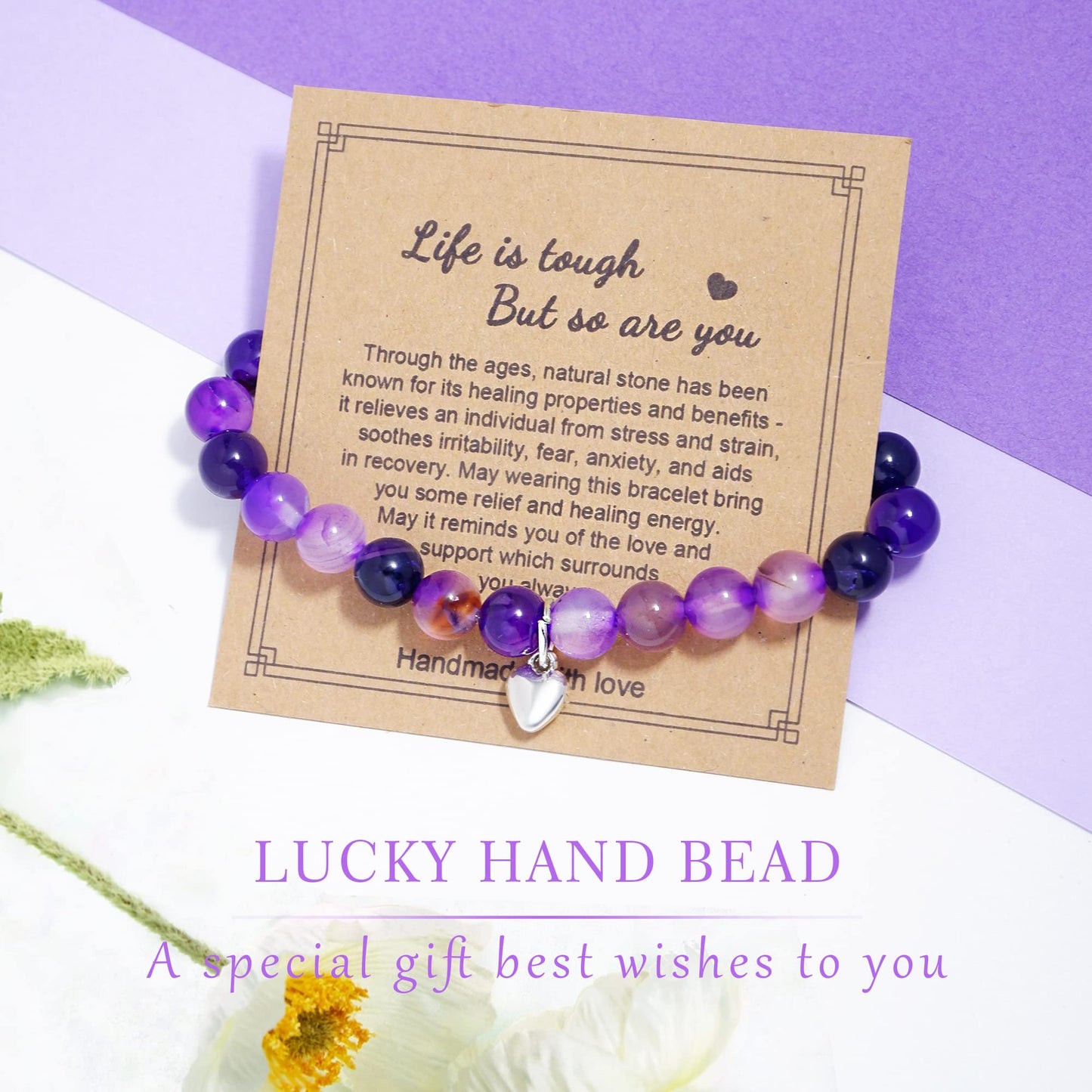 Get Well Soon Gifts for Women,Natural Stone Healing Bracelet, Inspirational Gifts for Women Teen Girls