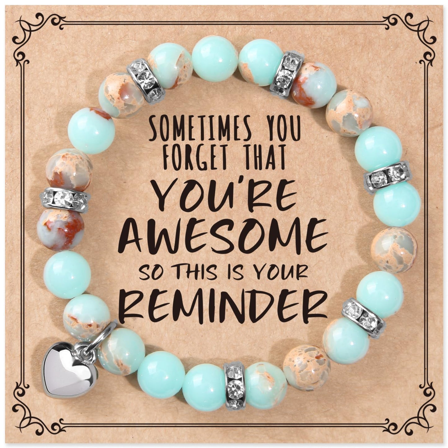 Jewelry&Card Christmas Gifts for Women Teen Girls, Sometimes You Forget You're Awesome Bracelets, Inspirational Christmas Gifts for Mom, Daughter, Sister, Best Friends on Christmas Birthday