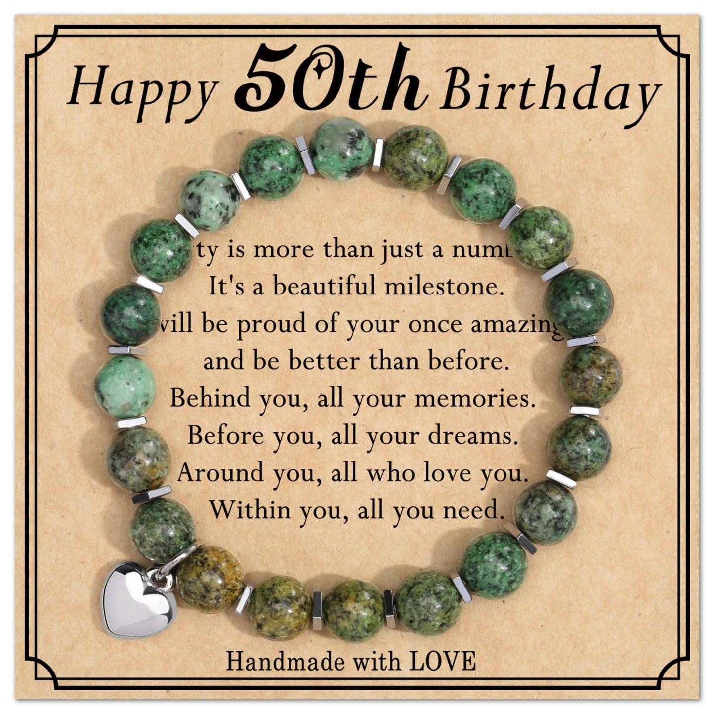 jewelrycard 13-60 Birthday Gifts for Women Girls, Natural Stone Bracelet for Women, 13 16 21 40 50 Year old Gifts for Daughter Mom Gradma