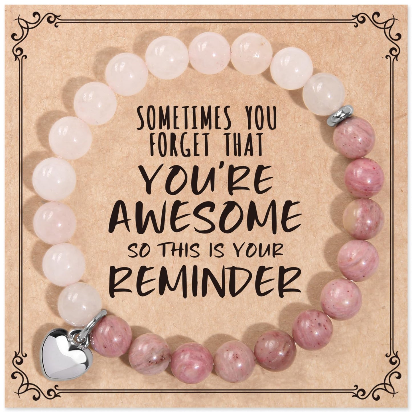 Jewelry&Card Christmas Gifts for Women Teen Girls, Sometimes You Forget You're Awesome Bracelets, Inspirational Christmas Gifts for Mom, Daughter, Sister, Best Friends on Christmas Birthday