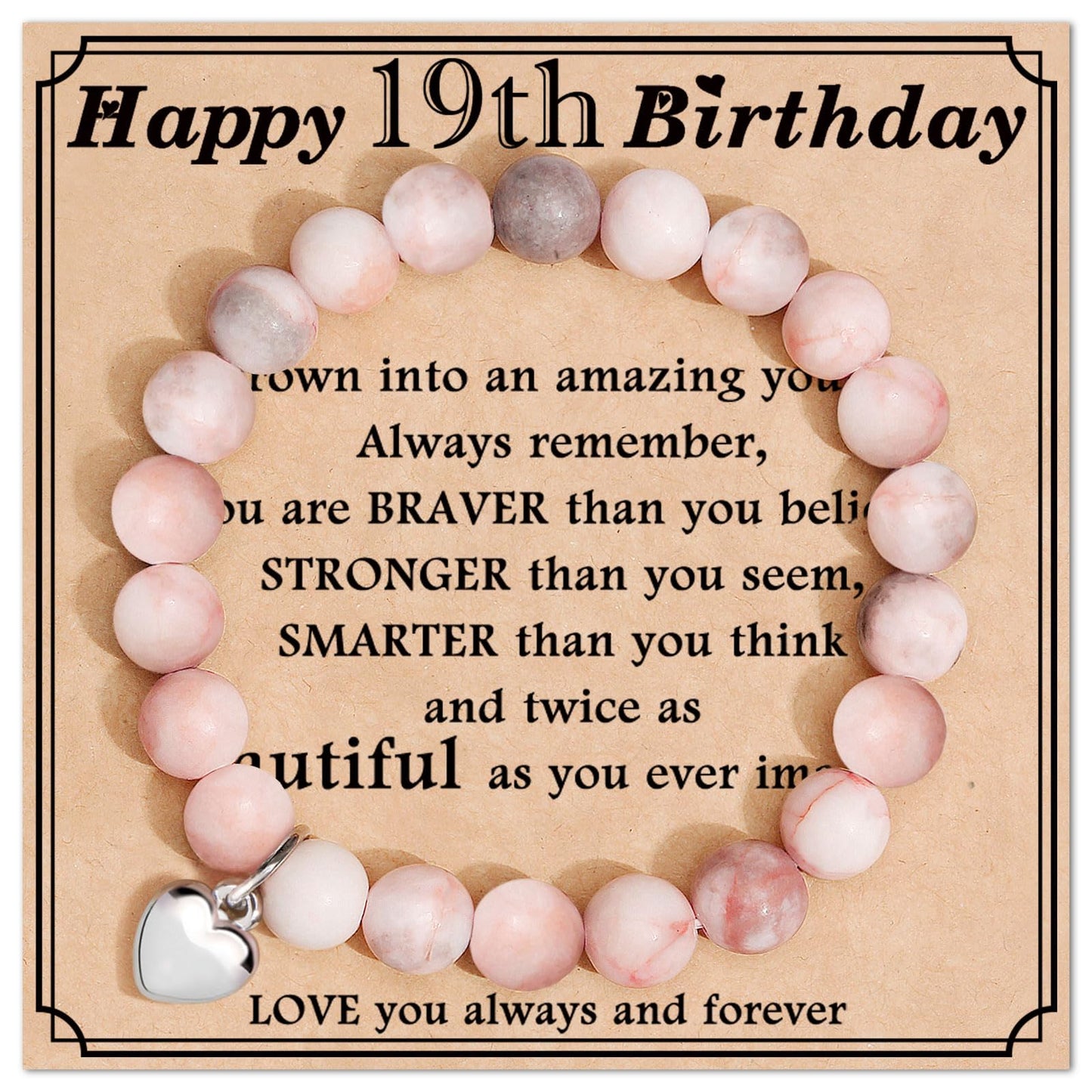 jewelrycard 13-60 Birthday Gifts for Women Girls, Natural Stone Bracelet for Women, 13 16 21 40 50 Year old Gifts for Daughter Mom Gradma