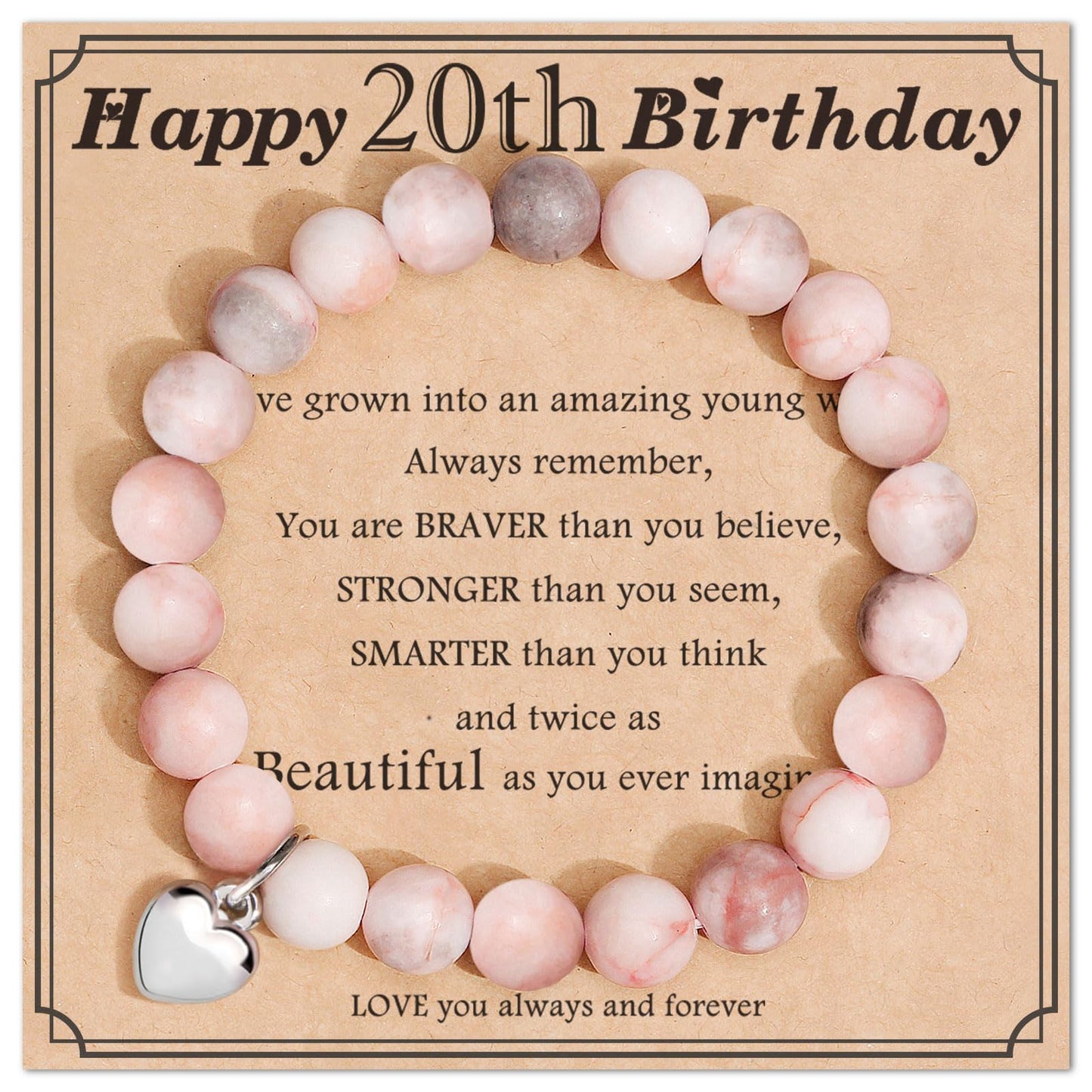 jewelrycard 13-60 Birthday Gifts for Women Girls, Natural Stone Bracelet for Women, 13 16 21 40 50 Year old Gifts for Daughter Mom Gradma