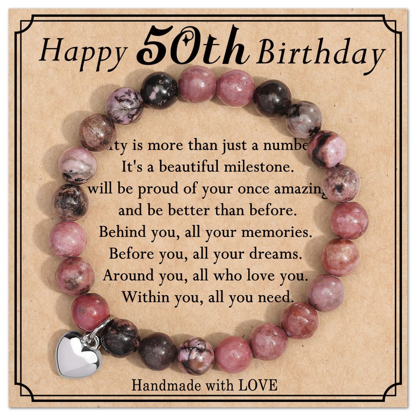 jewelrycard 13-60 Birthday Gifts for Women Girls, Natural Stone Bracelet for Women, 13 16 21 40 50 Year old Gifts for Daughter Mom Gradma