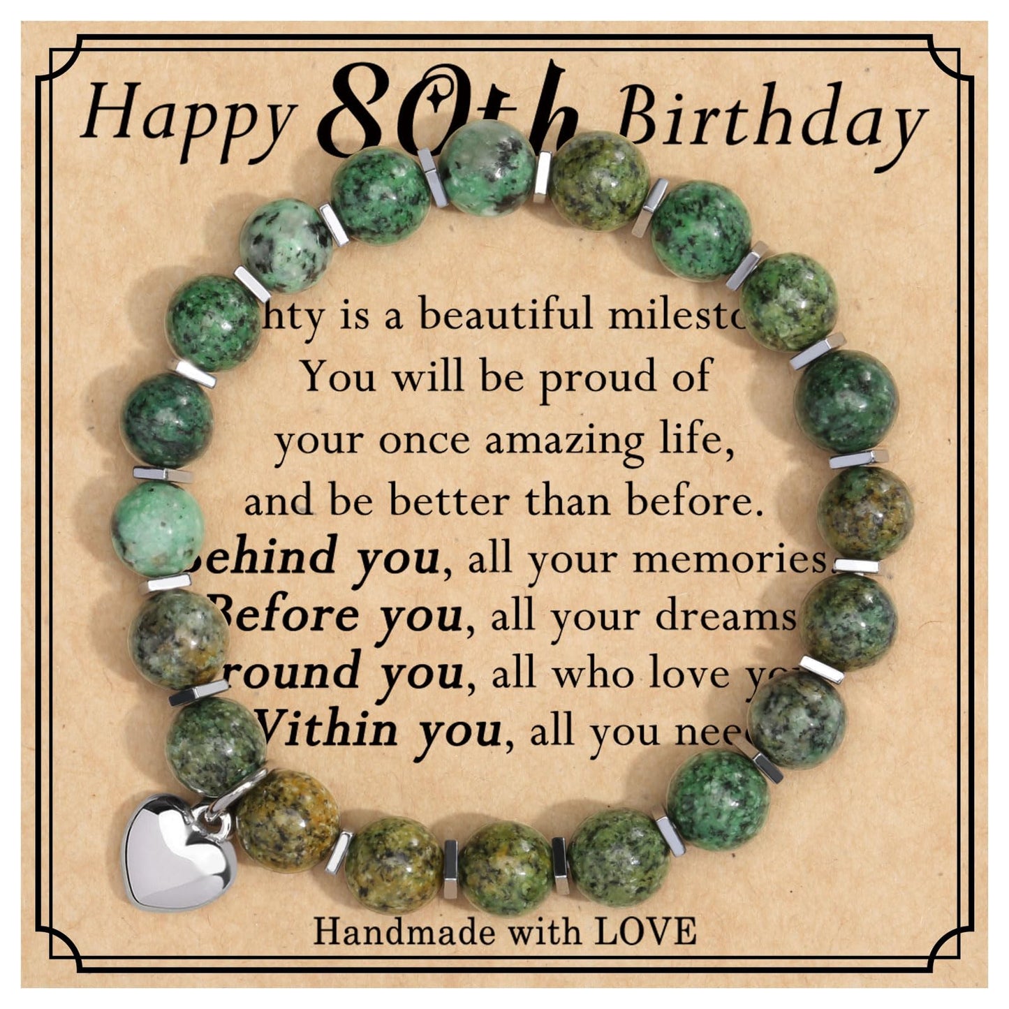 jewelrycard 13-60 Birthday Gifts for Women Girls, Natural Stone Bracelet for Women, 13 16 21 40 50 Year old Gifts for Daughter Mom Gradma