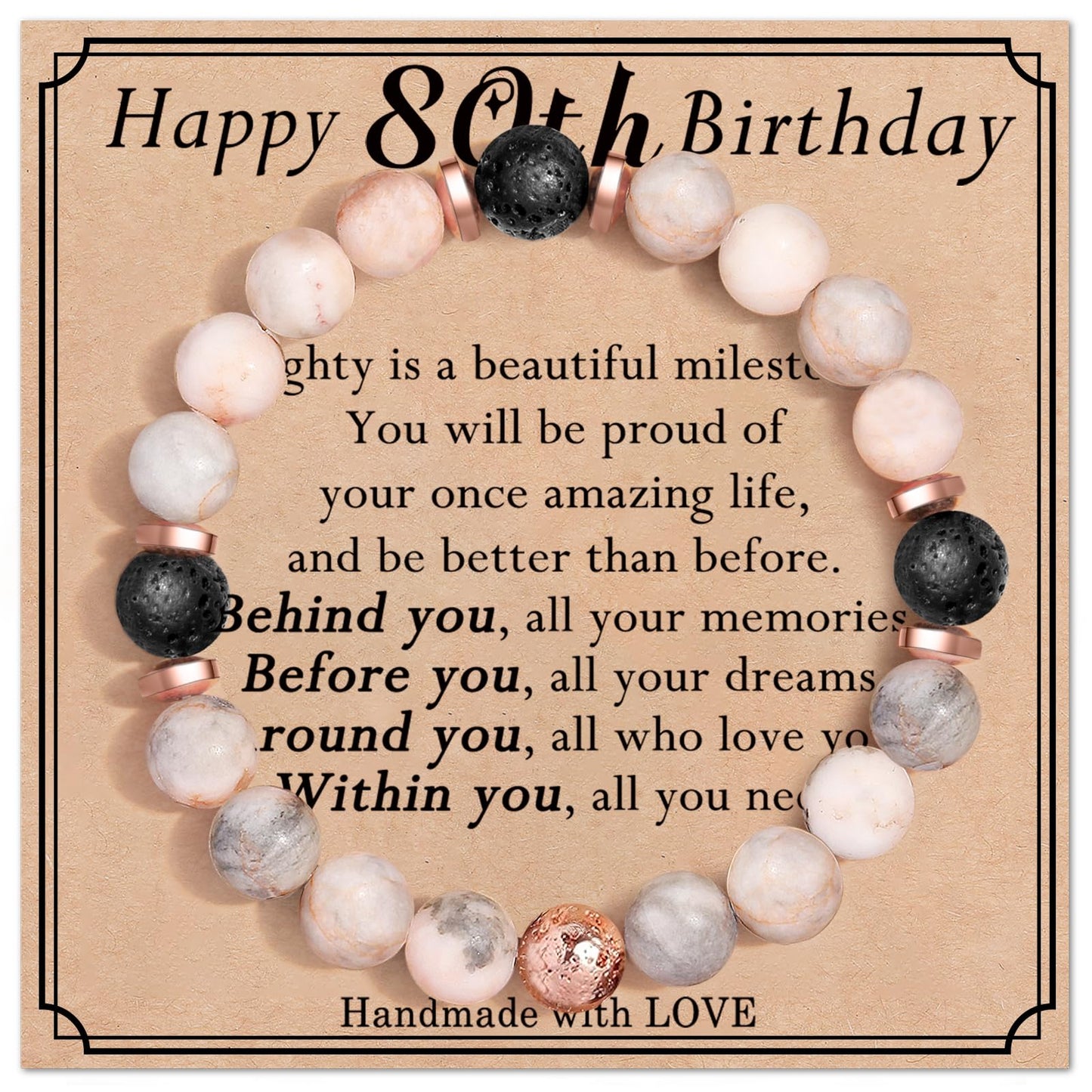 jewelrycard 13-60 Birthday Gifts for Women Girls, Natural Stone Bracelet for Women, 13 16 21 40 50 Year old Gifts for Daughter Mom Gradma