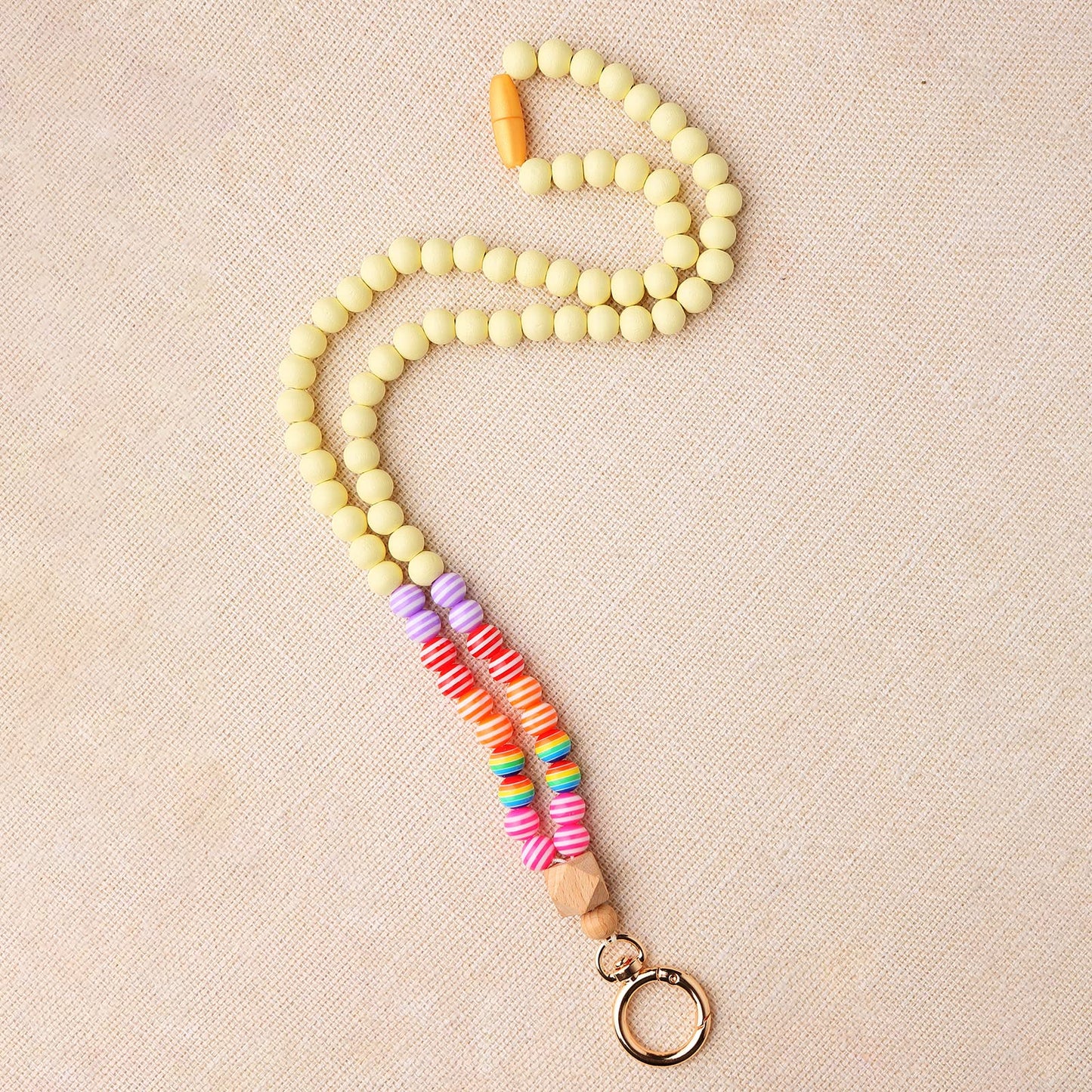 Rainbow Wood Beaded Lanyards for Id Badges Holder, Teacher Breakaway Mental Health Matters Lanyard for Keys Cute Boho Neck Keychain Id Lanyard for Women
