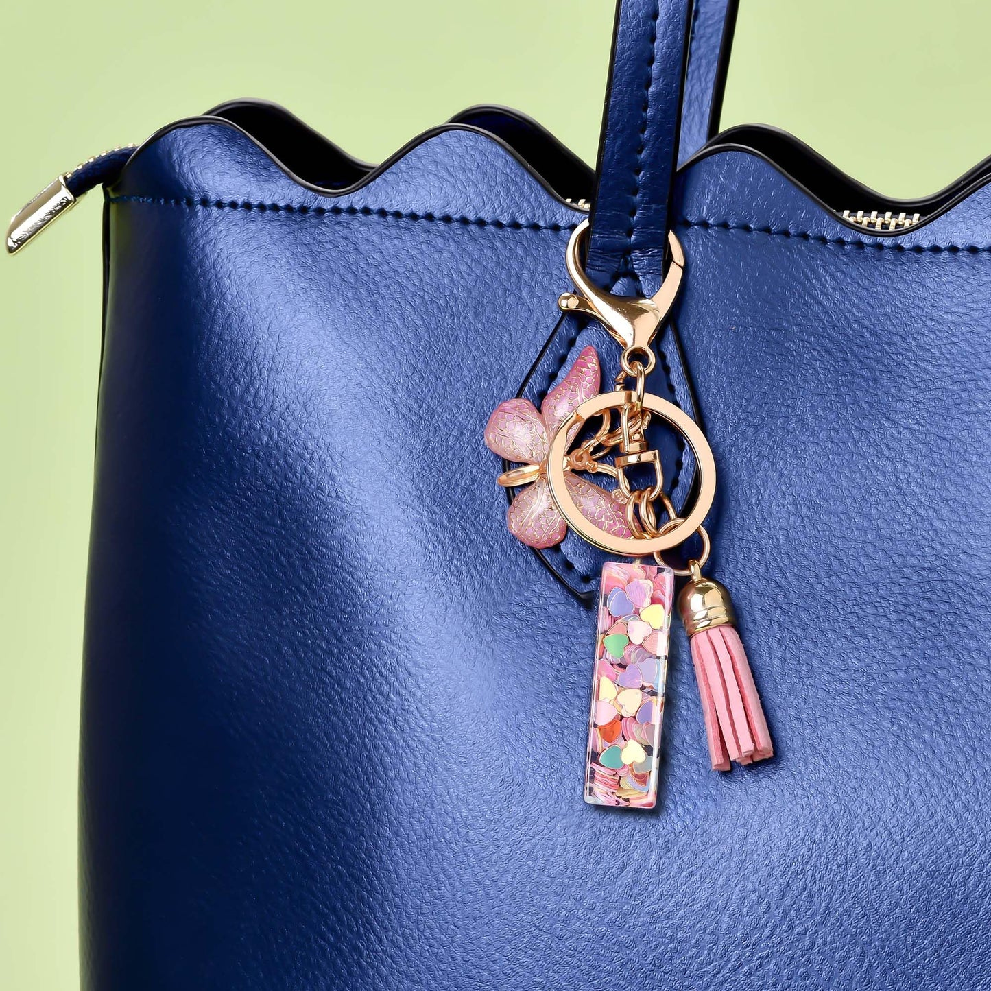 Fashion Alphabet Initial Letter Keychain Tassel Butterfly Pendant Key Ring for Purse Handbags Women Girl