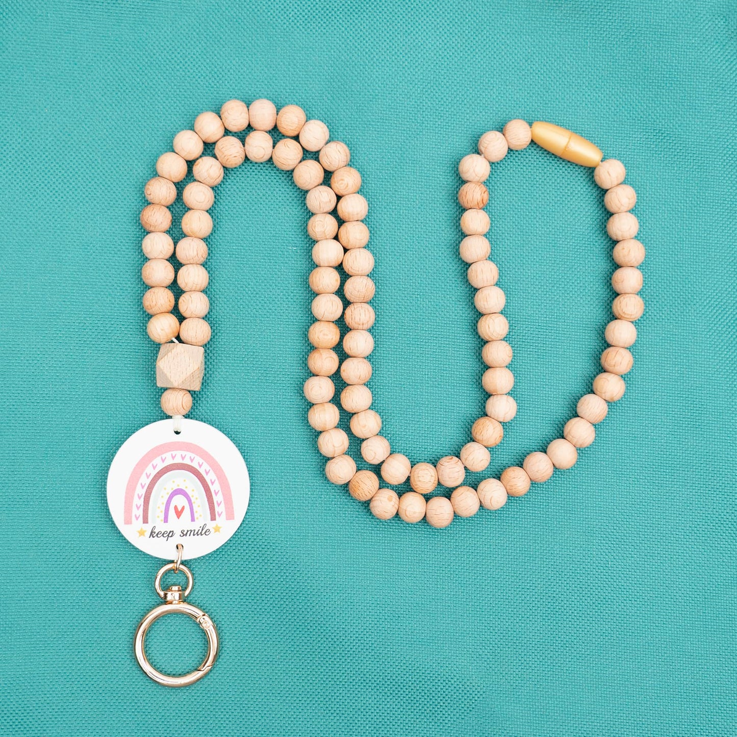 Rainbow Wood Beaded Lanyards for Id Badges Holder, Teacher Breakaway Mental Health Matters Lanyard for Keys Cute Boho Neck Keychain Id Lanyard for Women