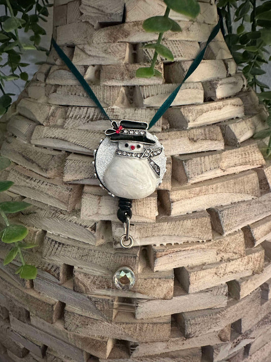 Snowman retractable badge reel