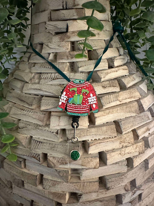 Ugly Sweater Holiday retractable badge reel