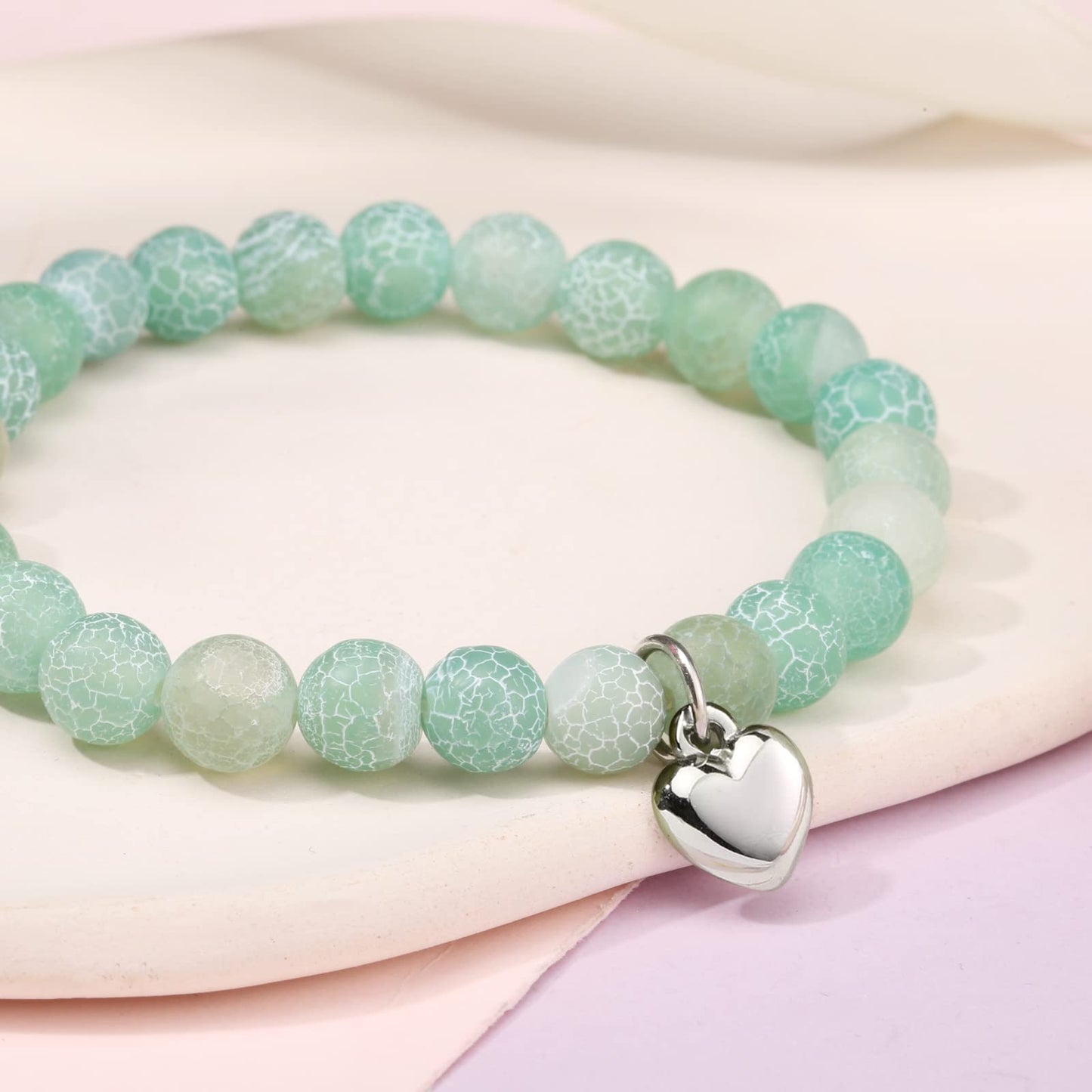 Jewelry&Card Christmas Gifts for Sister Best Friend, Natural Stone Heart Friendship Bracelets for Sister Best Friend Bestie Women
